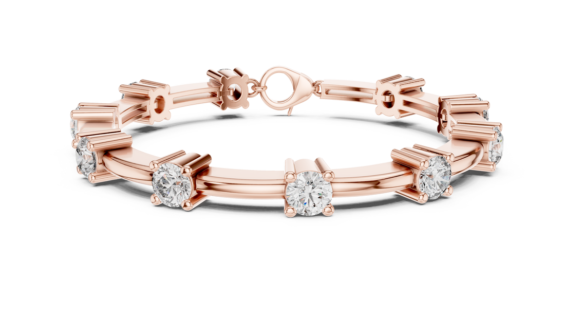 56 Pointer Round Diamond Collet Station Link Bracelet