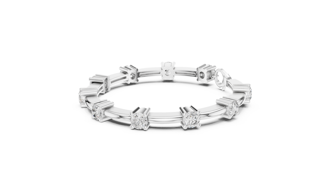 56 Pointer Round Diamond Collet Station Link Bracelet