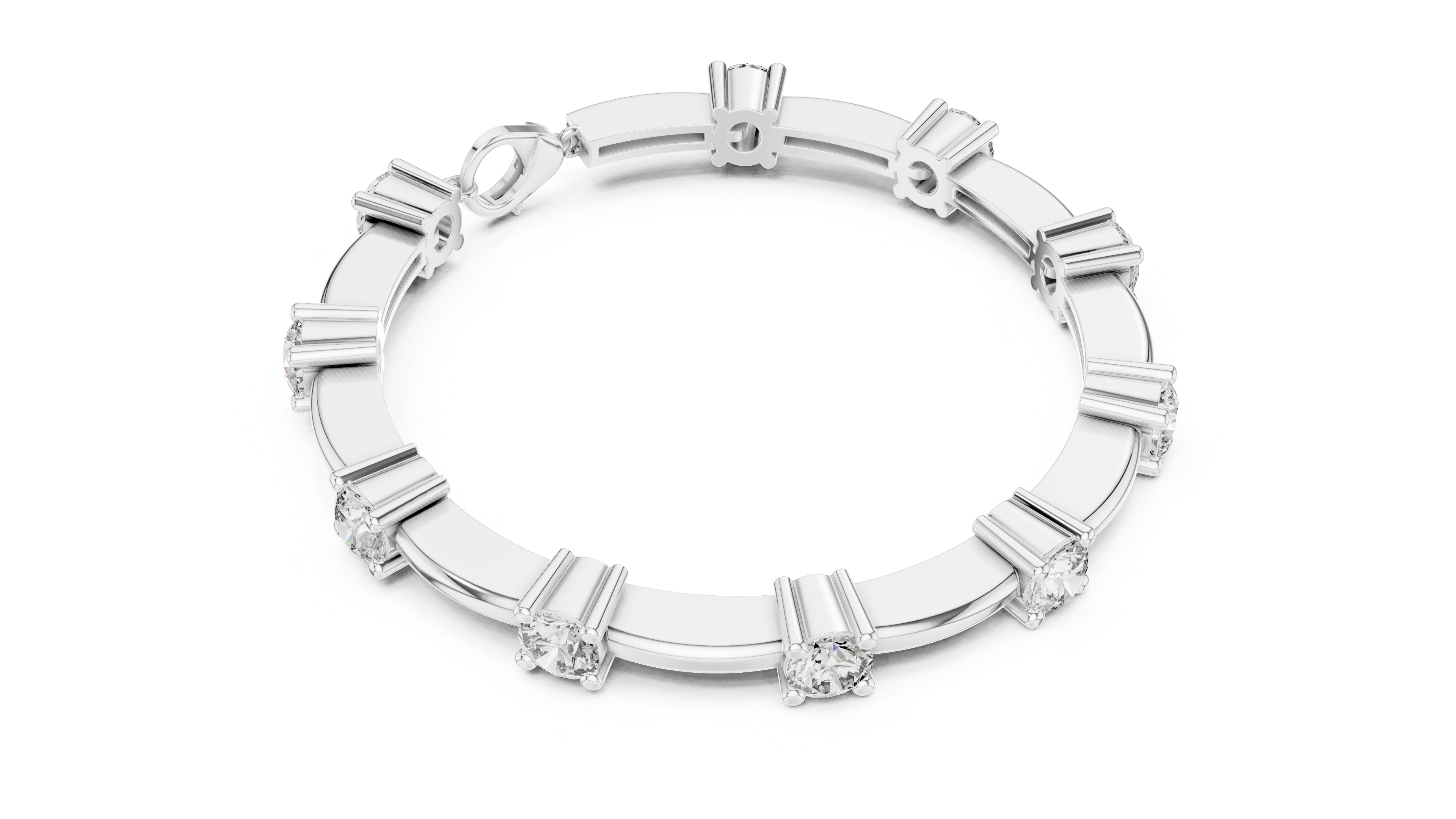 56 Pointer Round Diamond Collet Station Link Bracelet