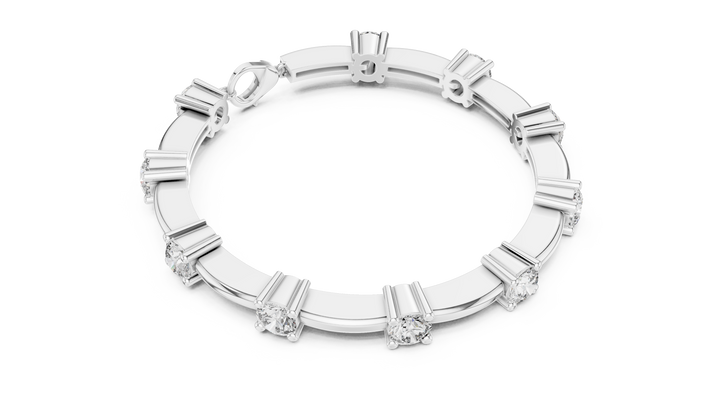 56 Pointer Round Diamond Collet Station Link Bracelet