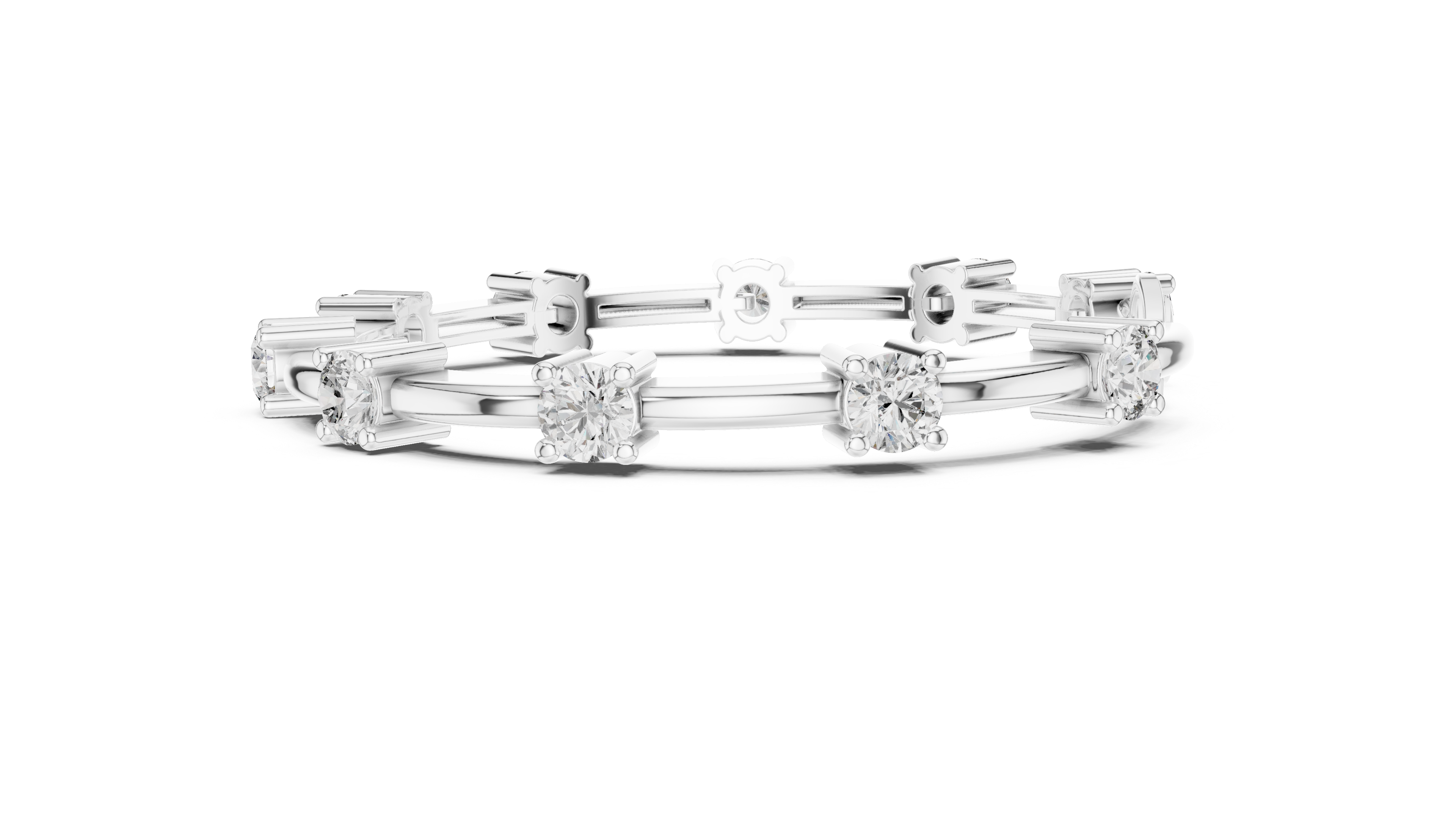 56 Pointer Round Diamond Collet Station Link Bracelet