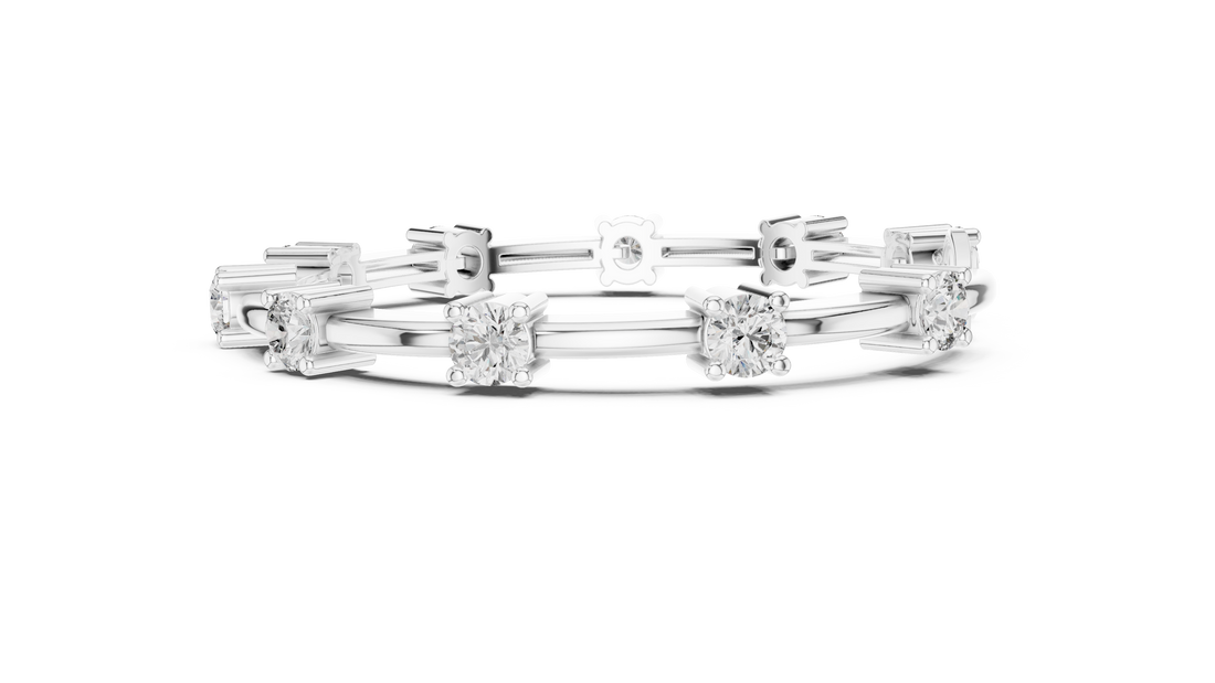 56 Pointer Round Diamond Collet Station Link Bracelet