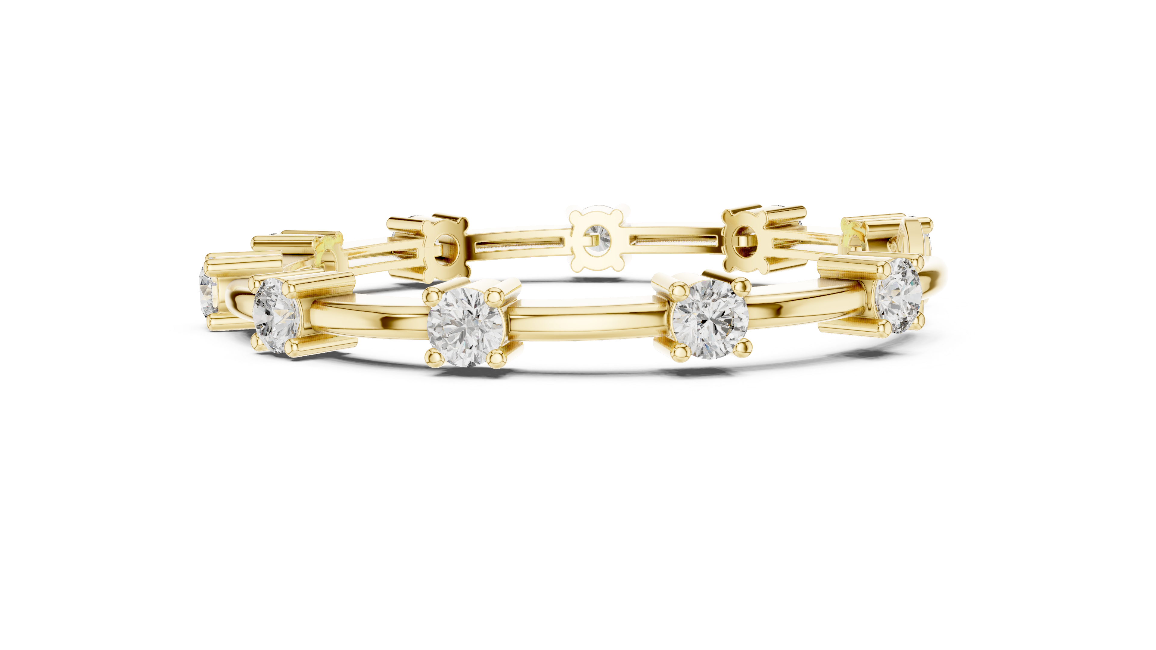 56 Pointer Round Diamond Collet Station Link Bracelet