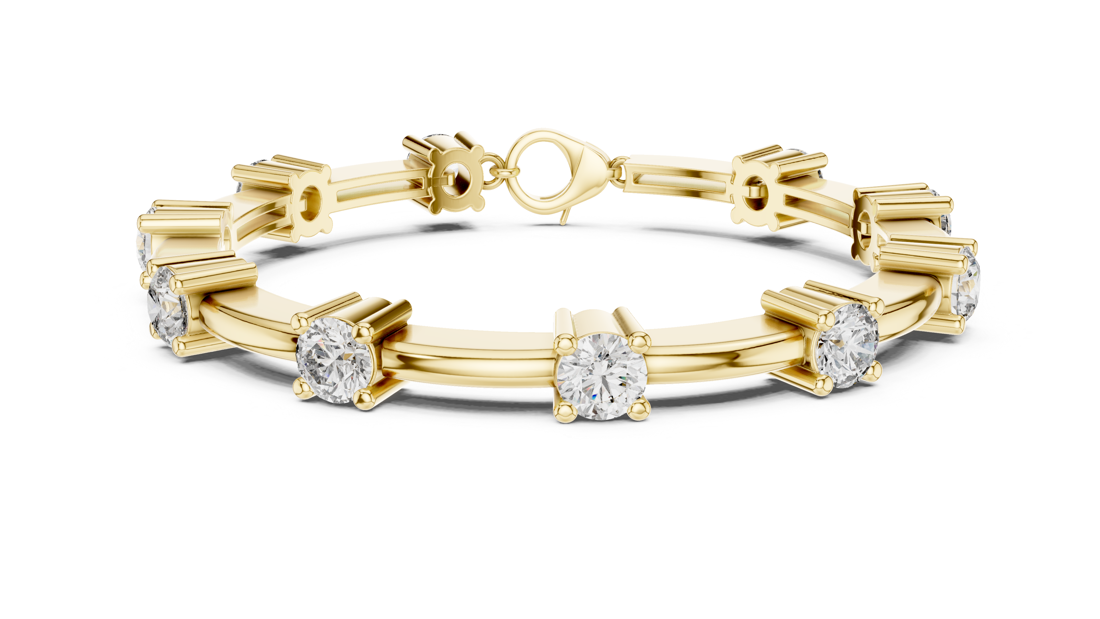 56 Pointer Round Diamond Collet Station Link Bracelet