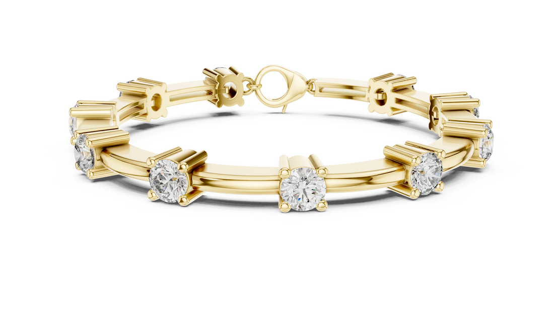 56 Pointer Round Diamond Collet Station Link Bracelet