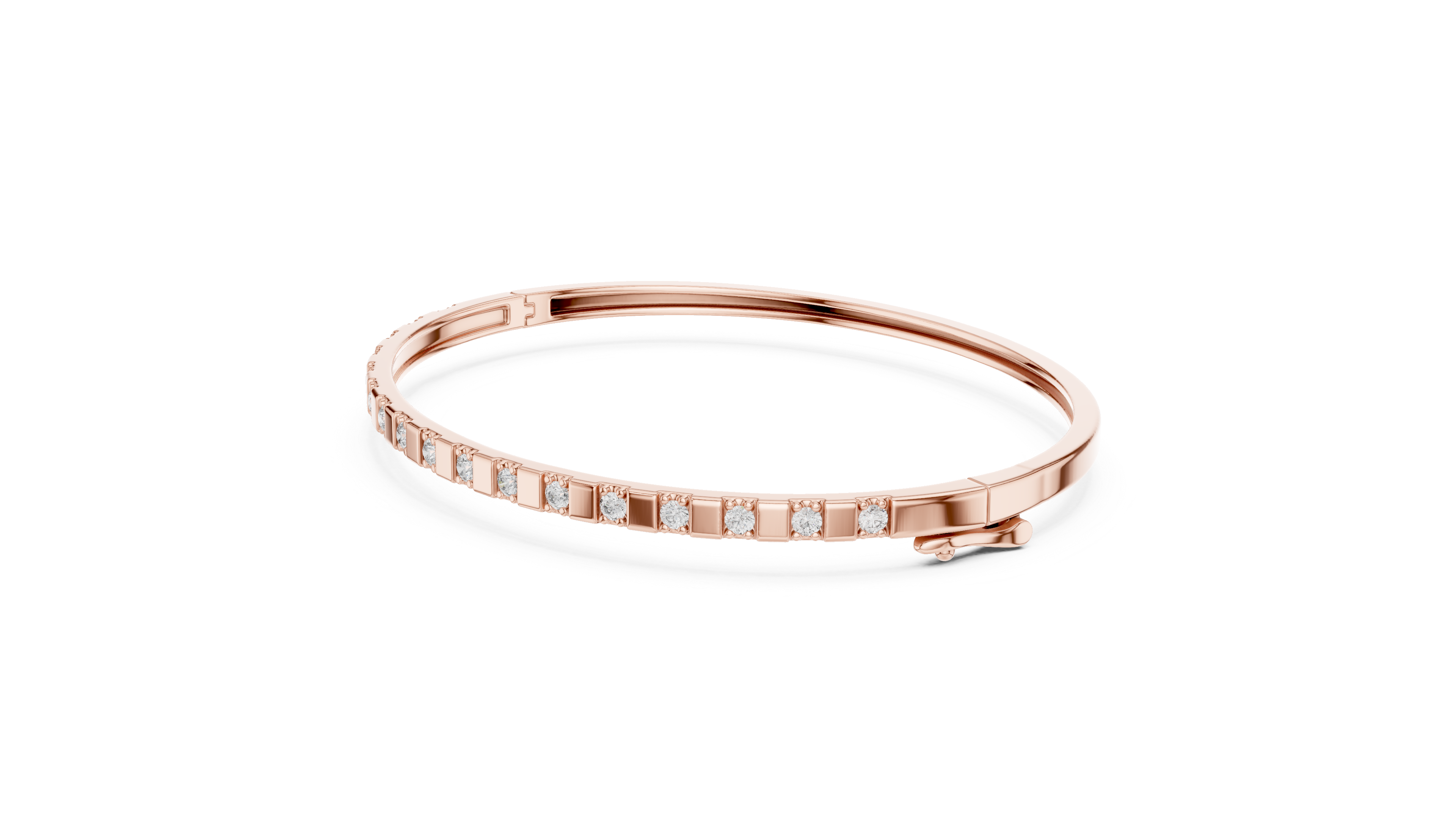 3 Pointer Half-Eternity Round Diamond Hinged
