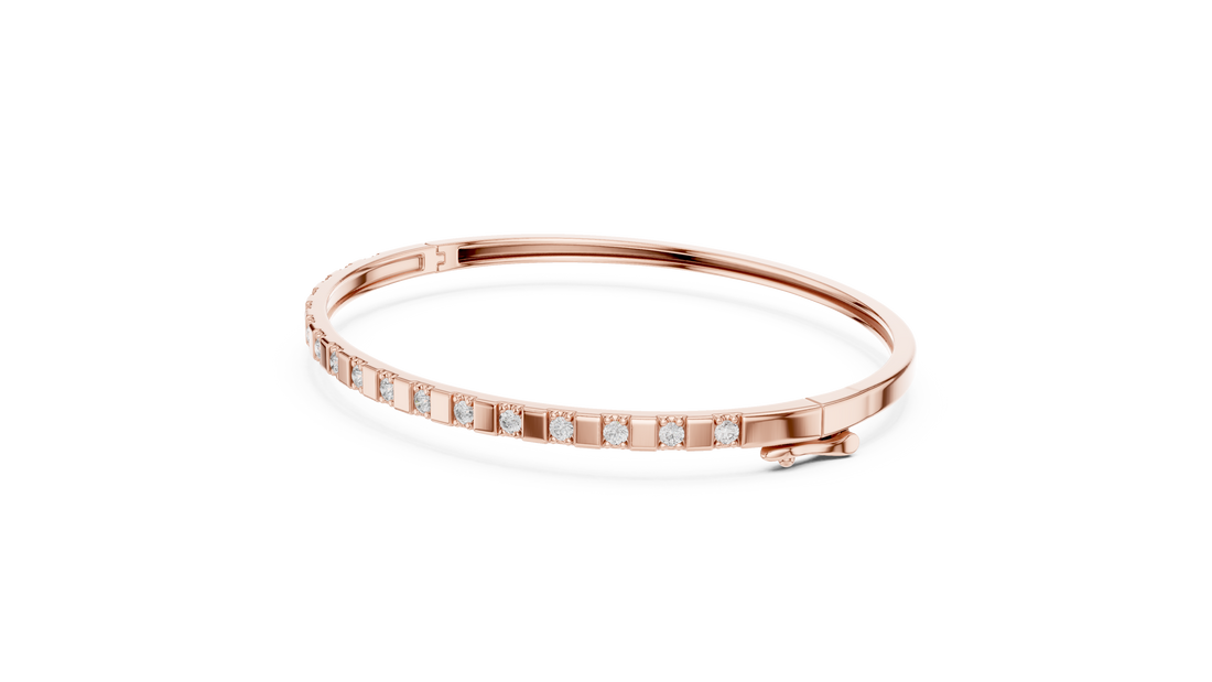 3 Pointer Half-Eternity Round Diamond Hinged