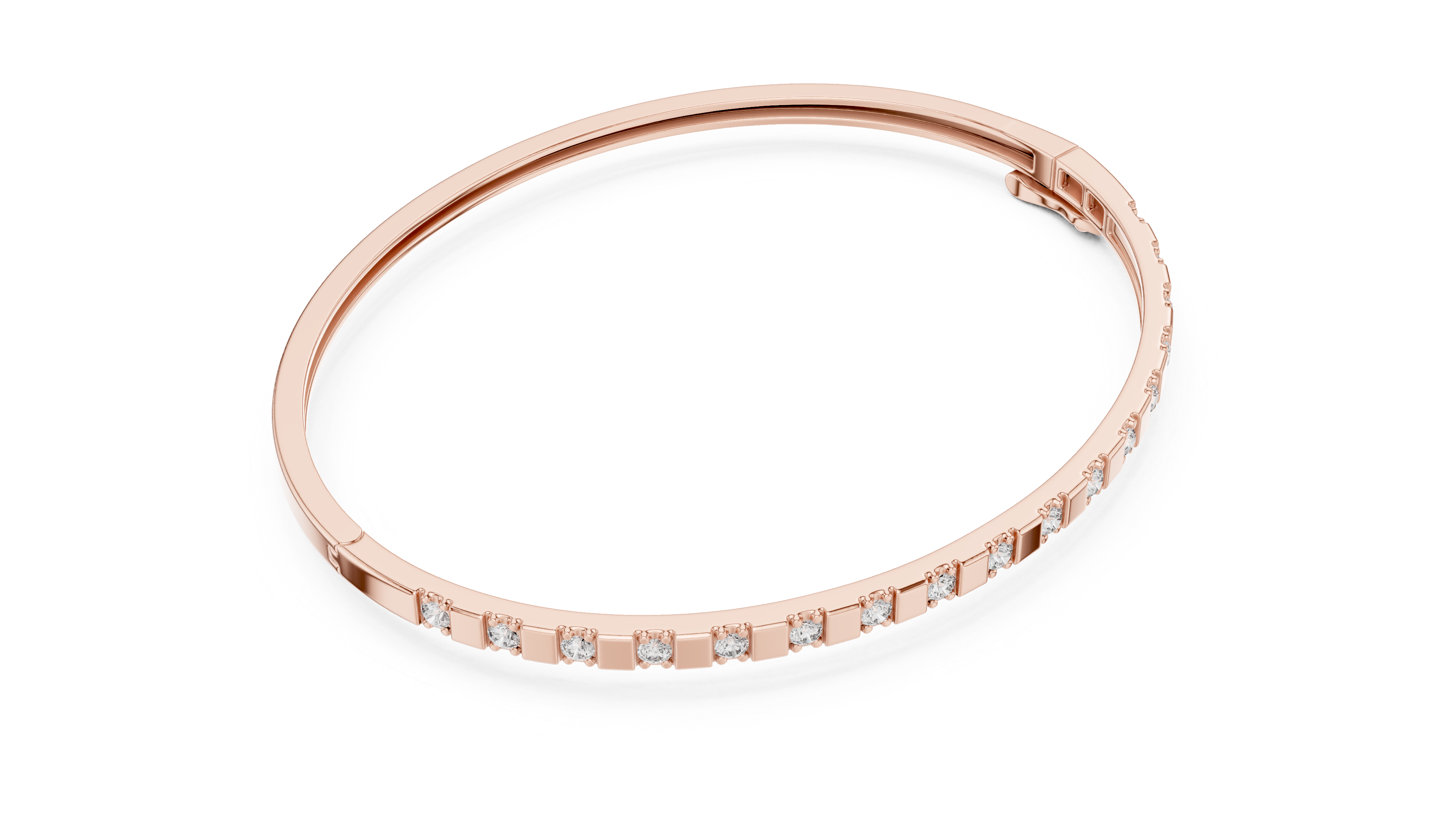 3 Pointer Half-Eternity Round Diamond Hinged