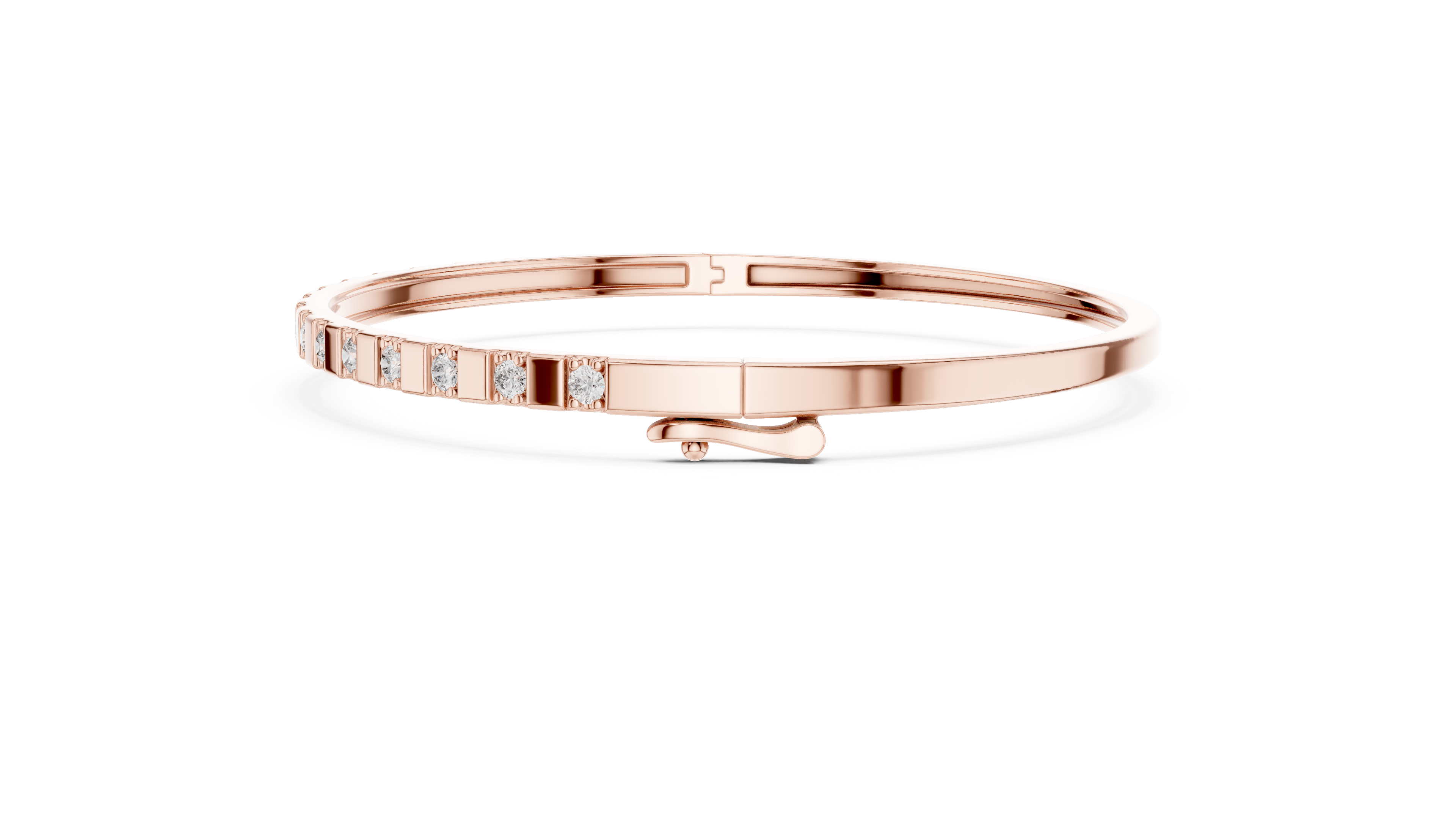 3 Pointer Half-Eternity Round Diamond Hinged