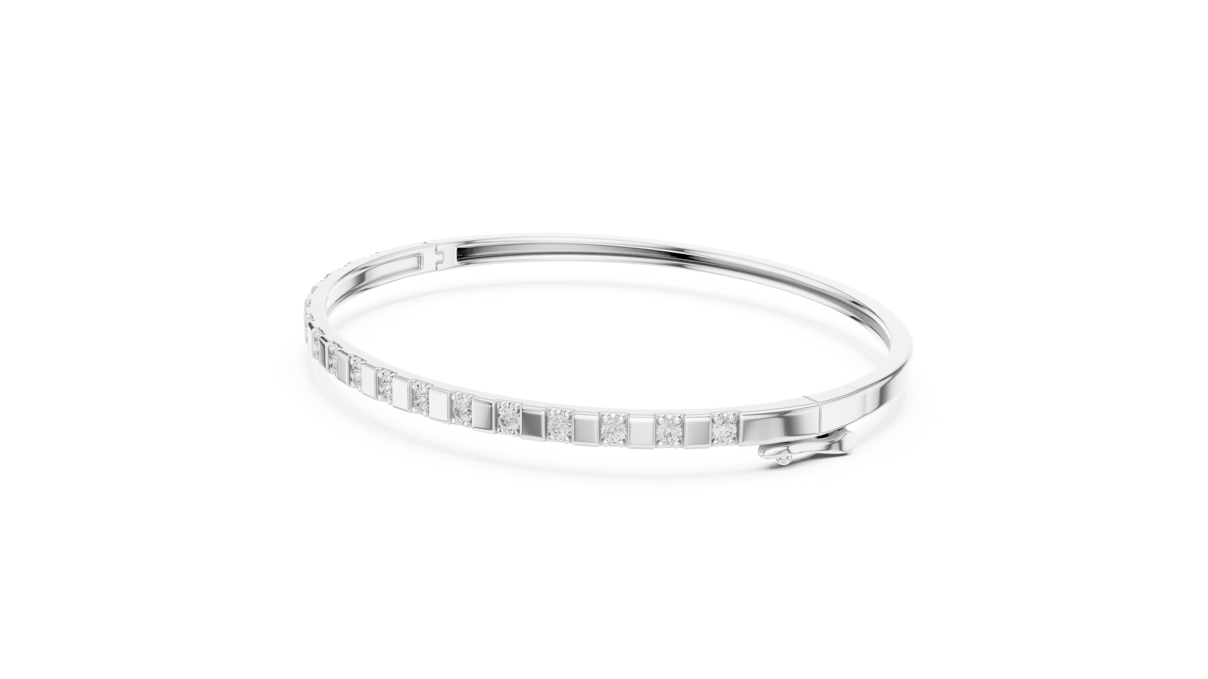 3 Pointer Half-Eternity Round Diamond Hinged