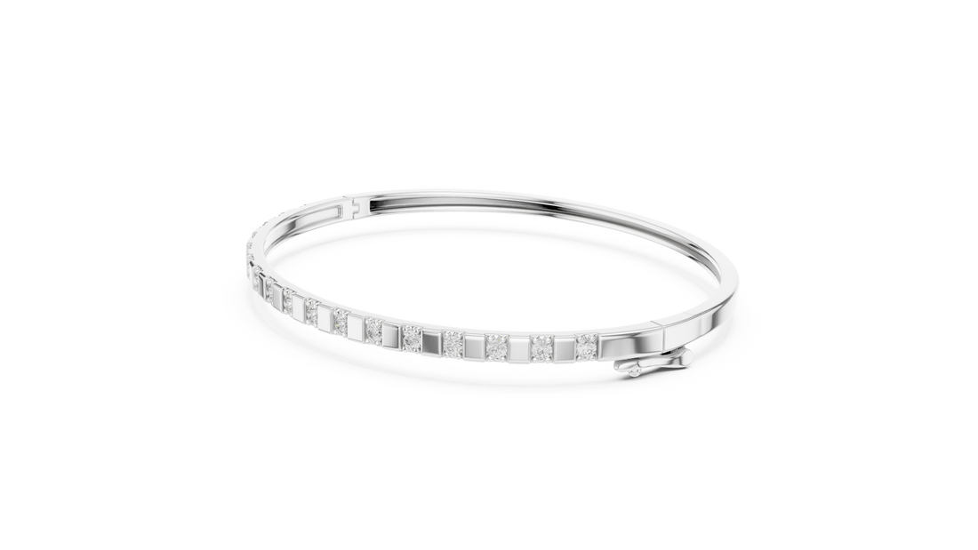 3 Pointer Half-Eternity Round Diamond Hinged