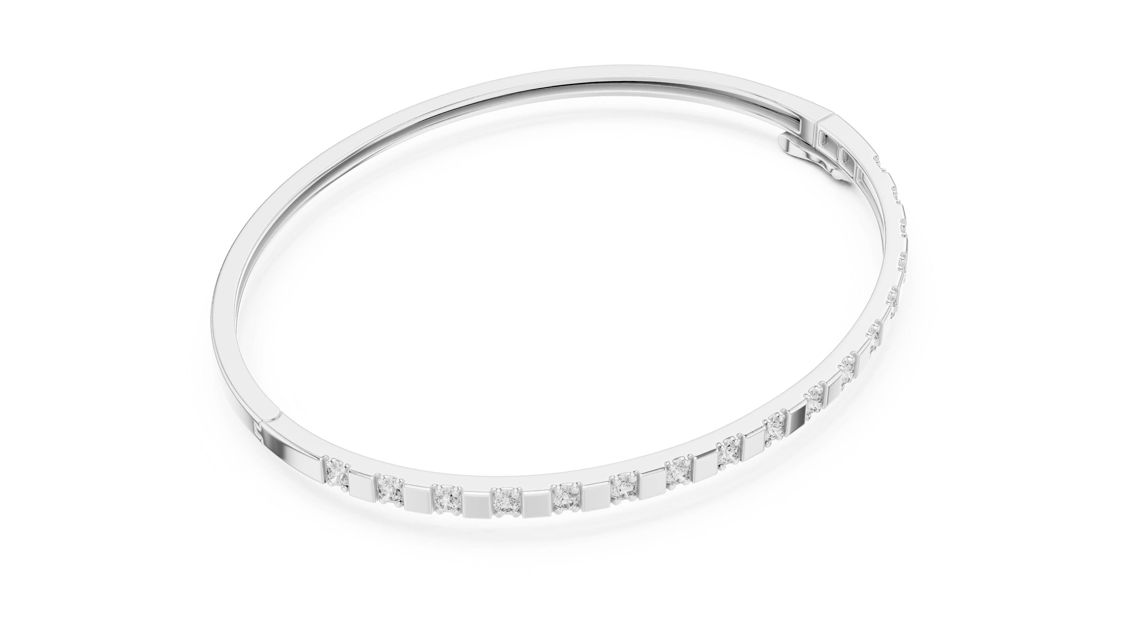 3 Pointer Half-Eternity Round Diamond Hinged