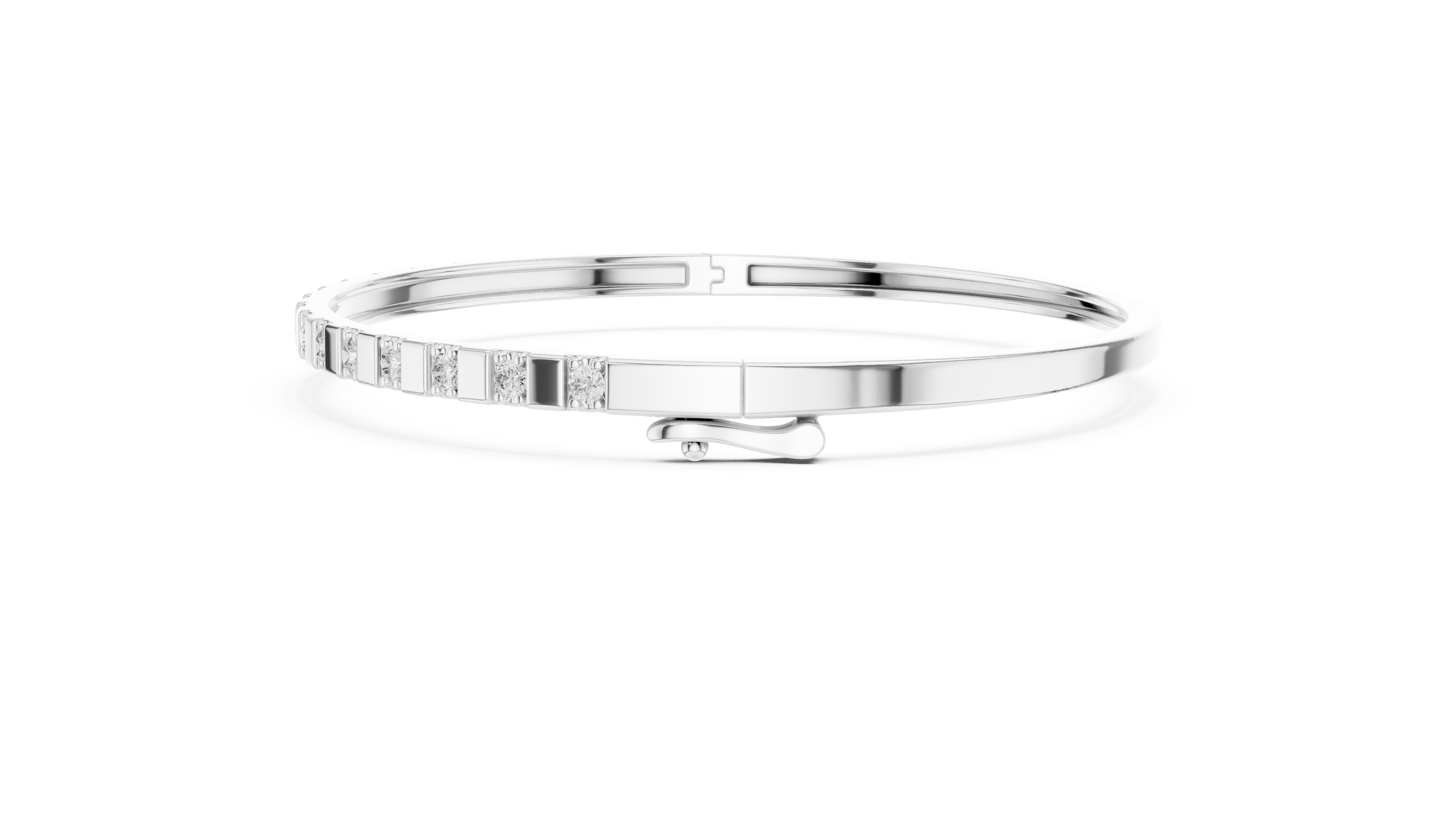 3 Pointer Half-Eternity Round Diamond Hinged