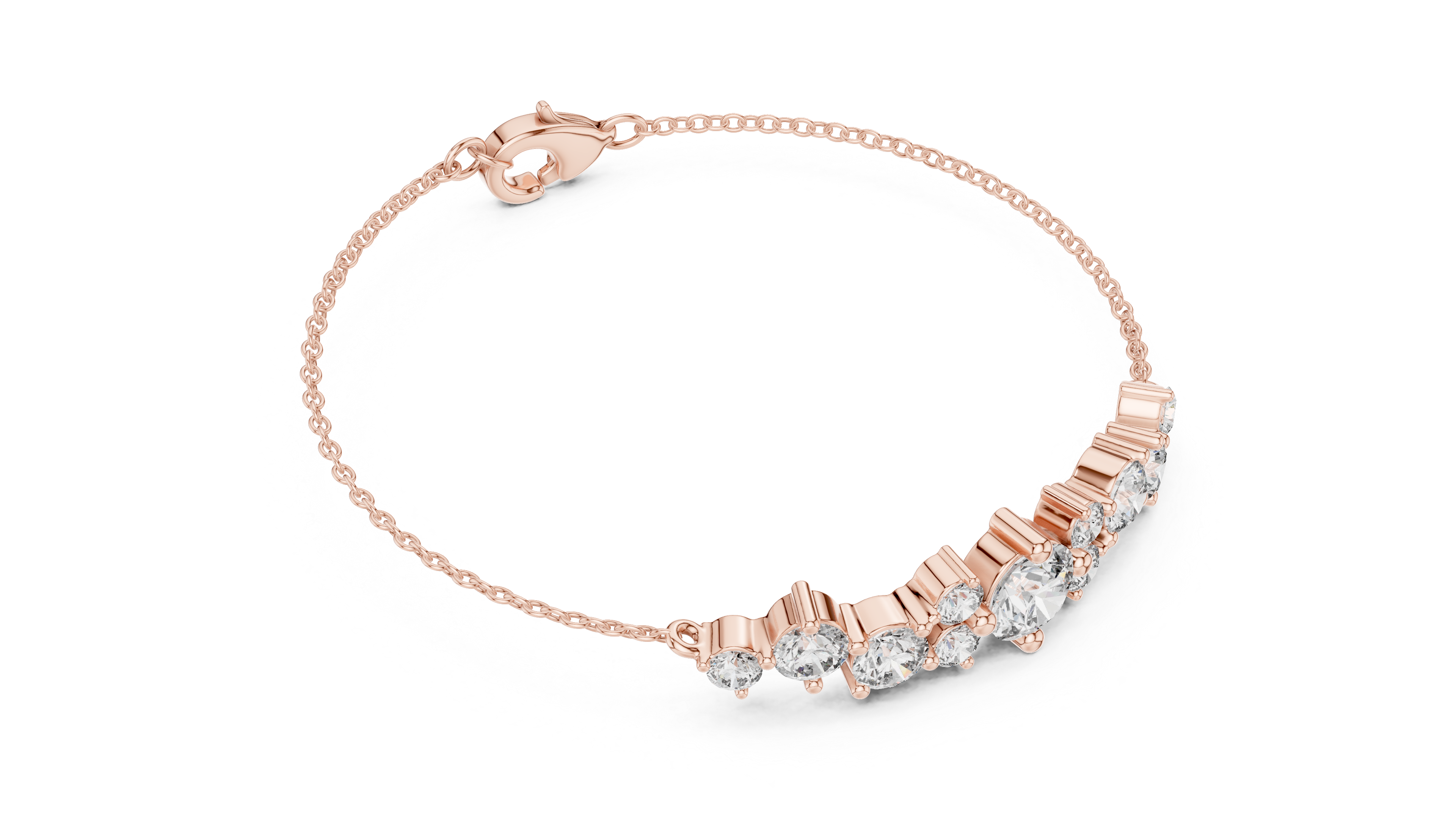 Graduated Round Diamond Station Bracelet