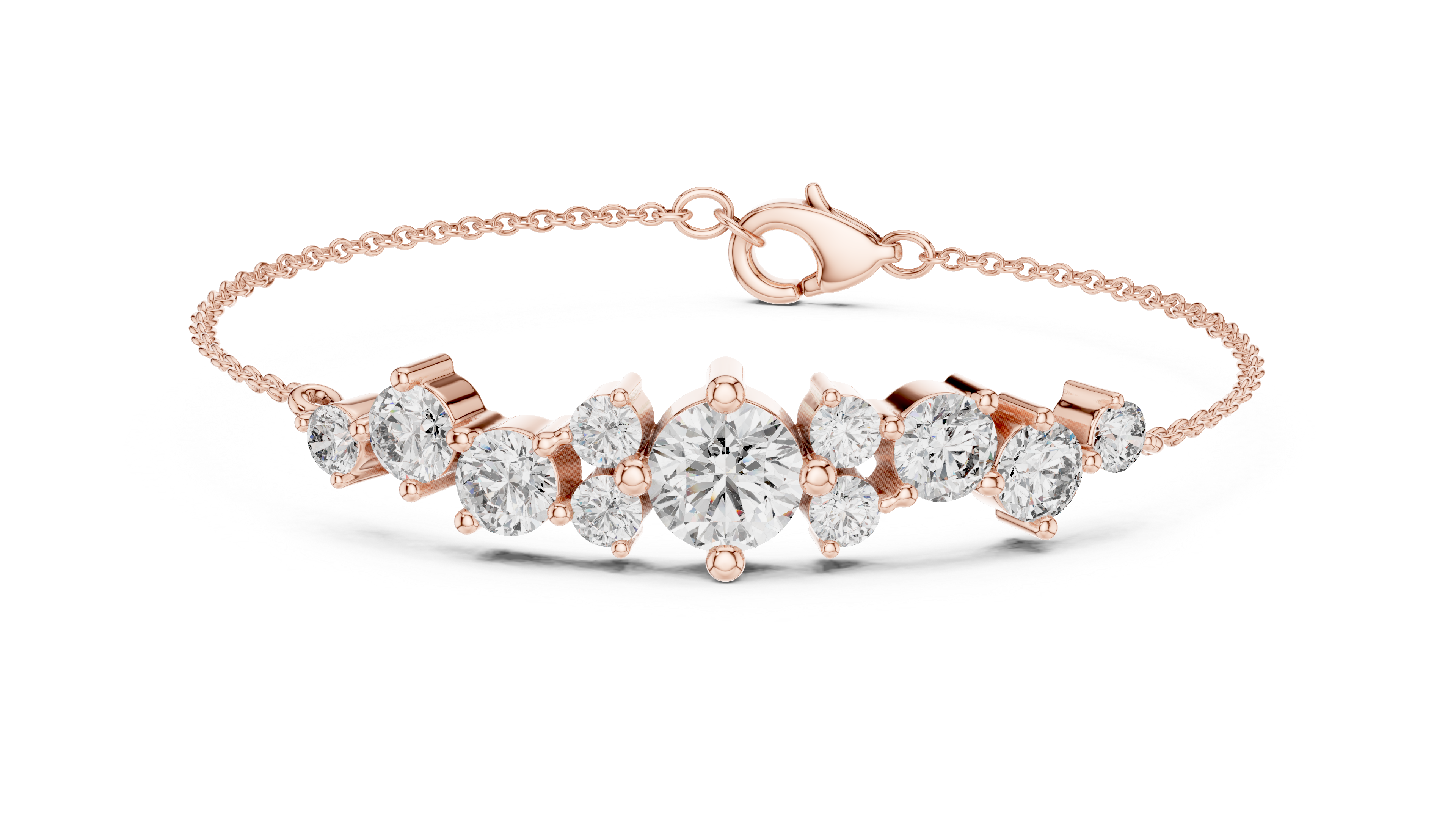 Graduated Round Diamond Station Bracelet