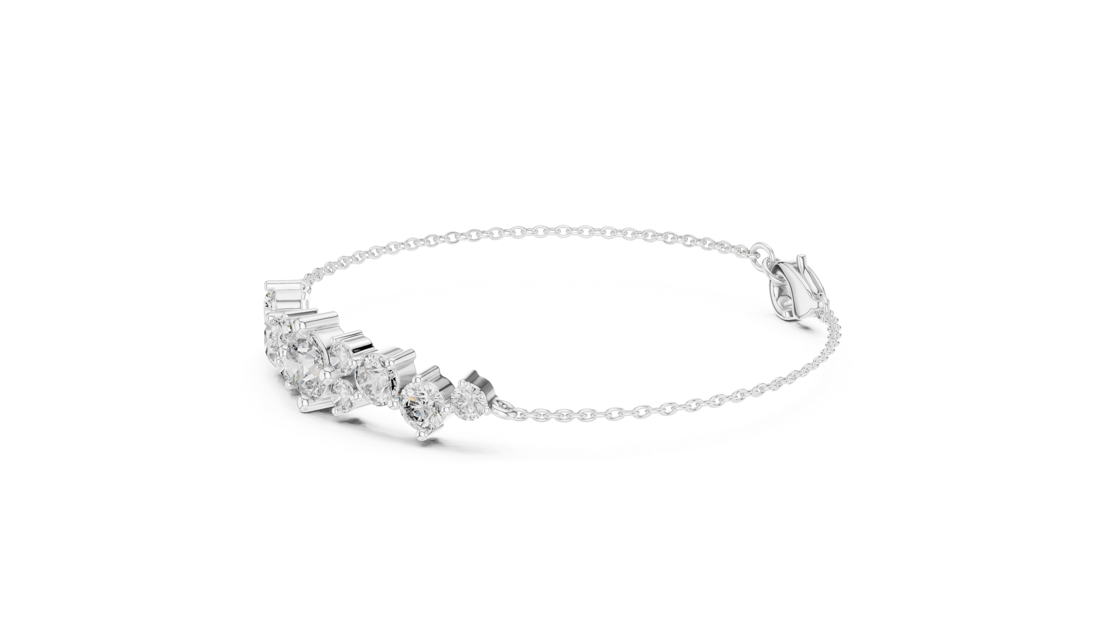 Graduated Round Diamond Station Bracelet
