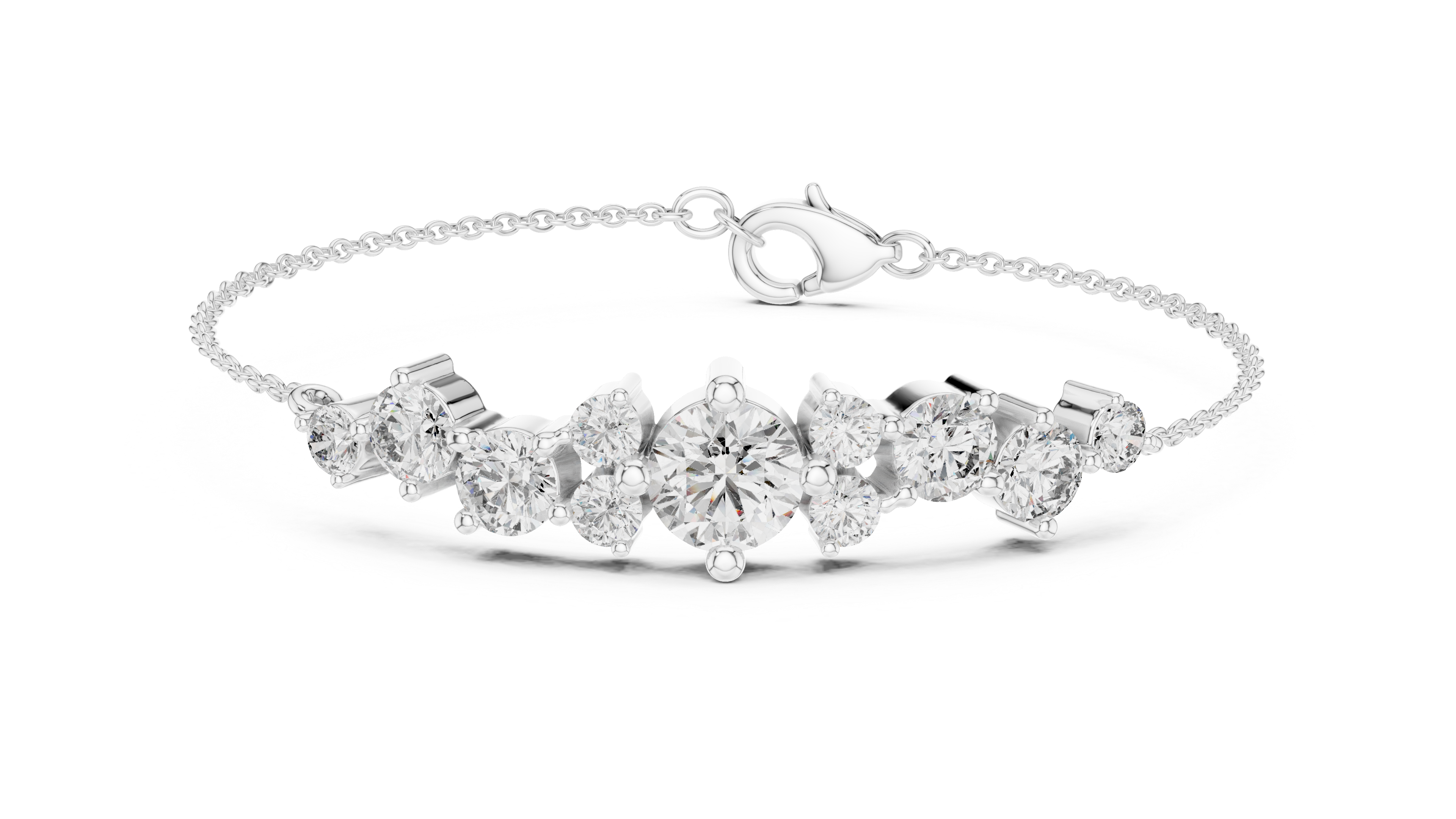 Graduated Round Diamond Station Bracelet