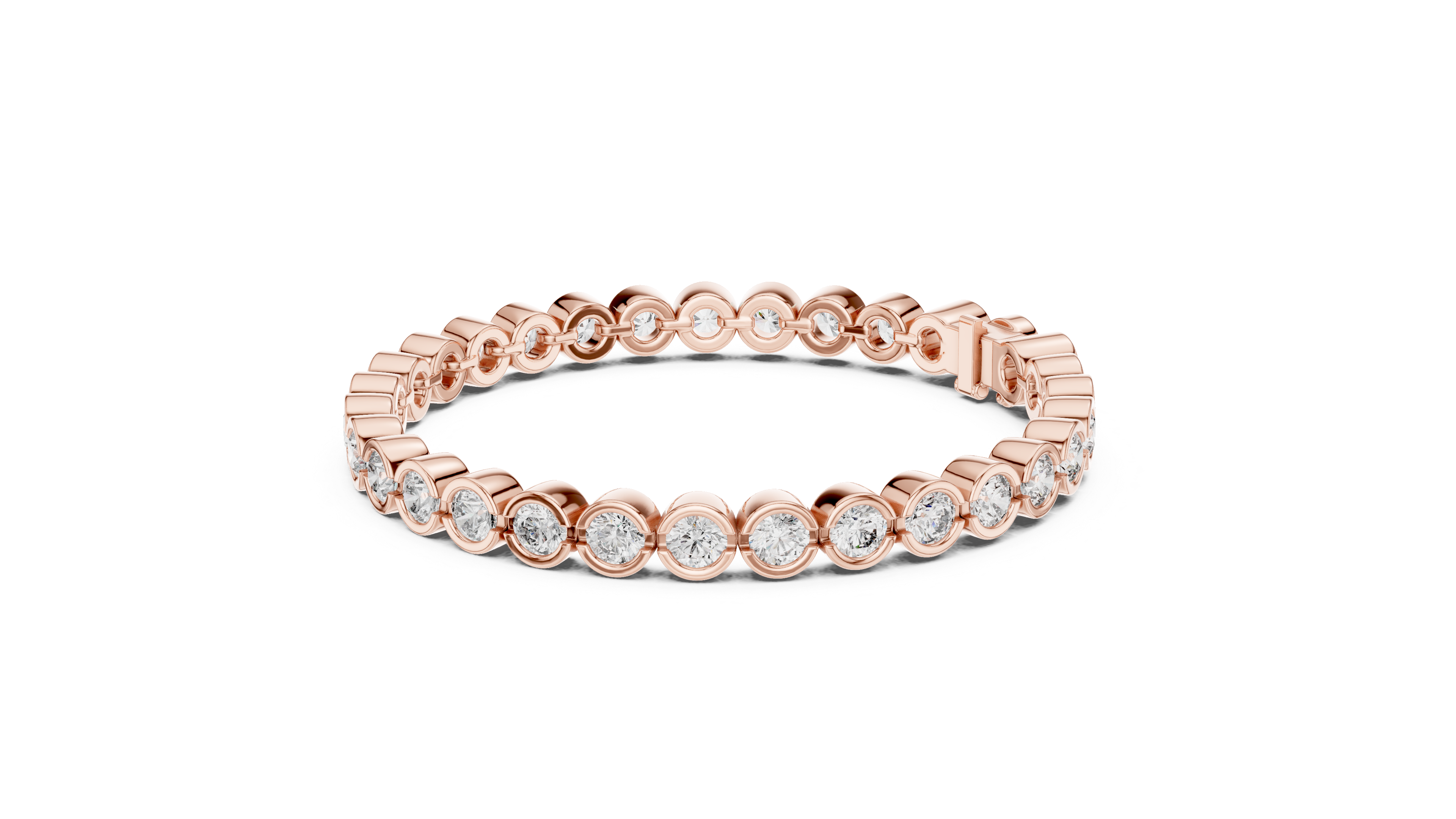 30 Pointer Round Diamond Bezel Tennis Bracelet