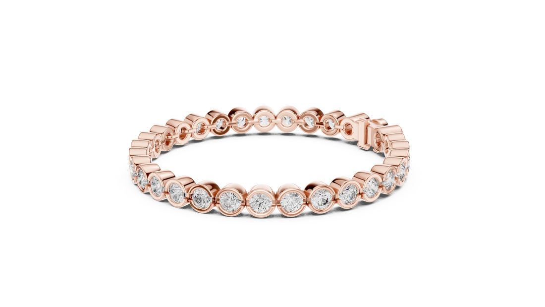 30 Pointer Round Diamond Bezel Tennis Bracelet