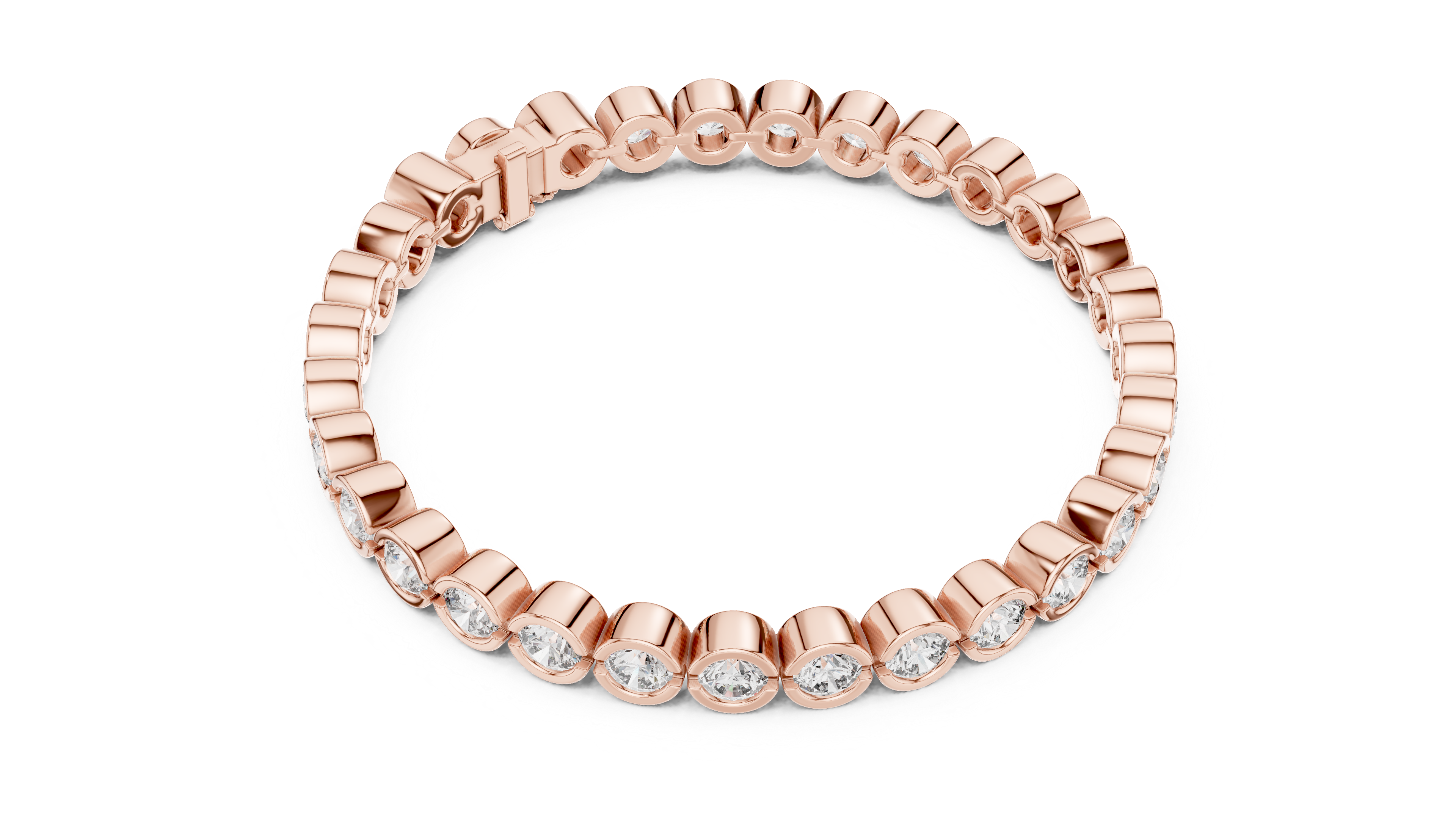 30 Pointer Round Diamond Bezel Tennis Bracelet