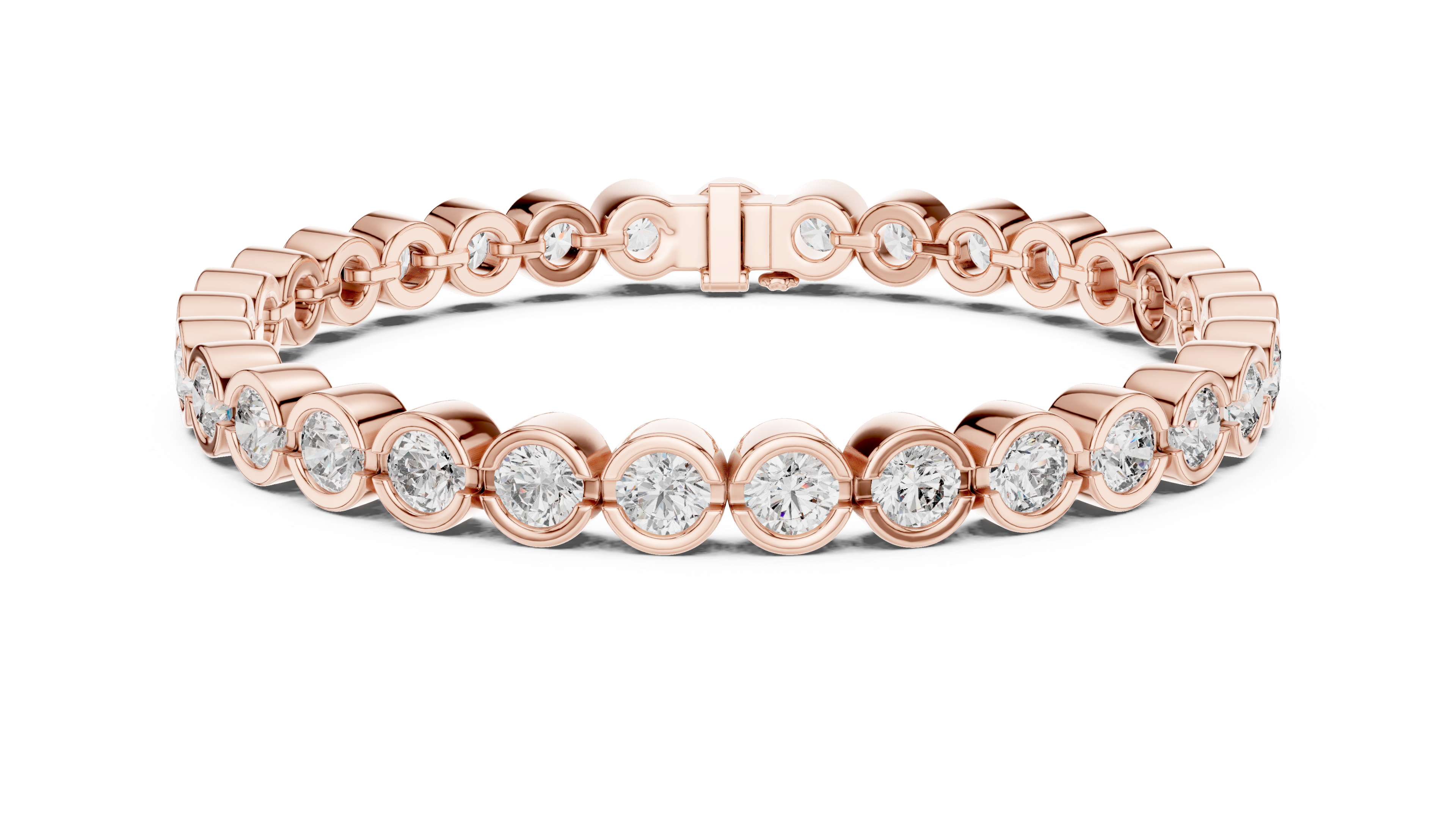 30 Pointer Round Diamond Bezel Tennis Bracelet