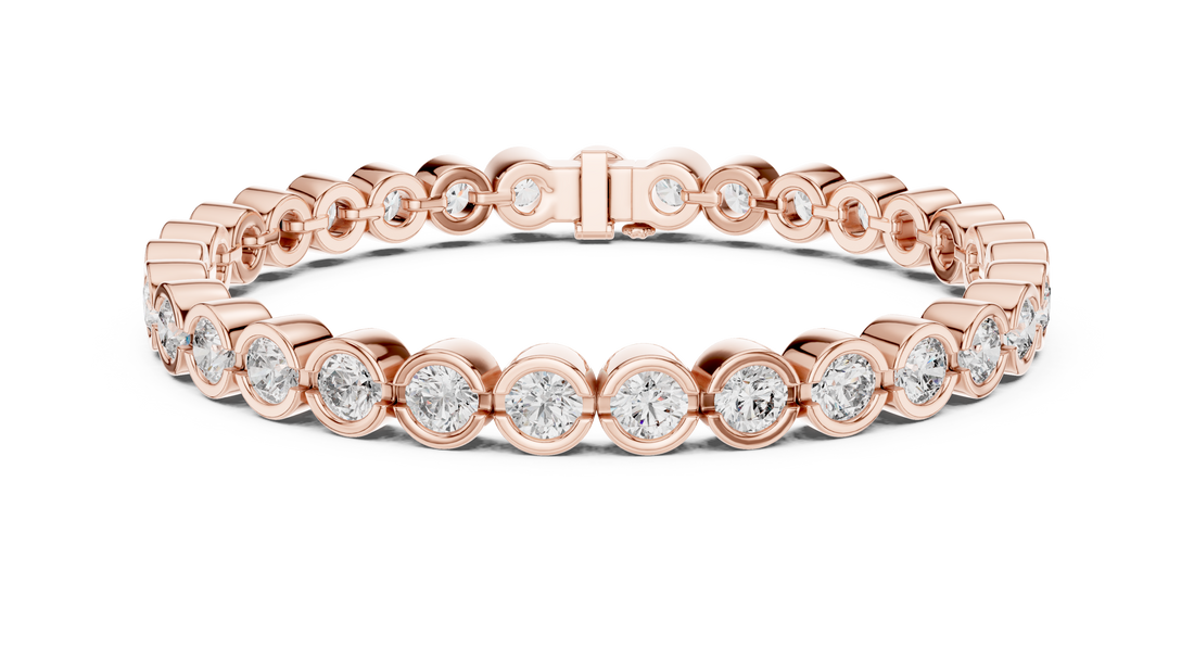 30 Pointer Round Diamond Bezel Tennis Bracelet