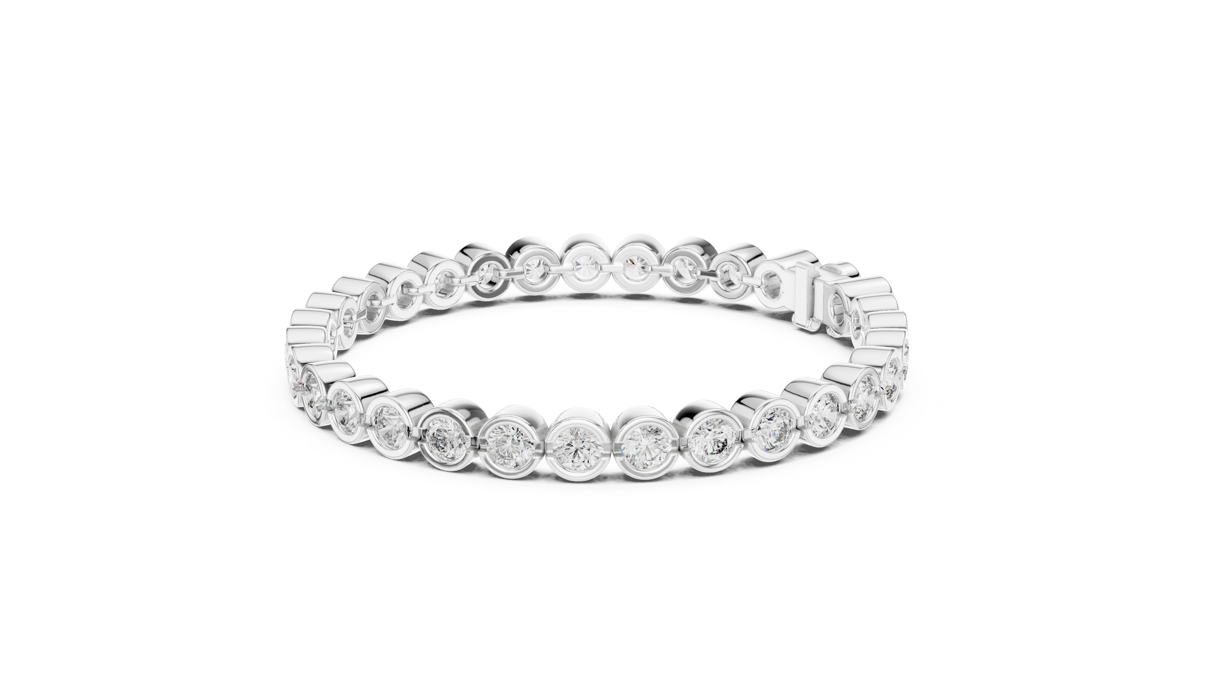 30 Pointer Round Diamond Bezel Tennis Bracelet