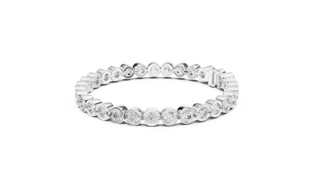 30 Pointer Round Diamond Bezel Tennis Bracelet