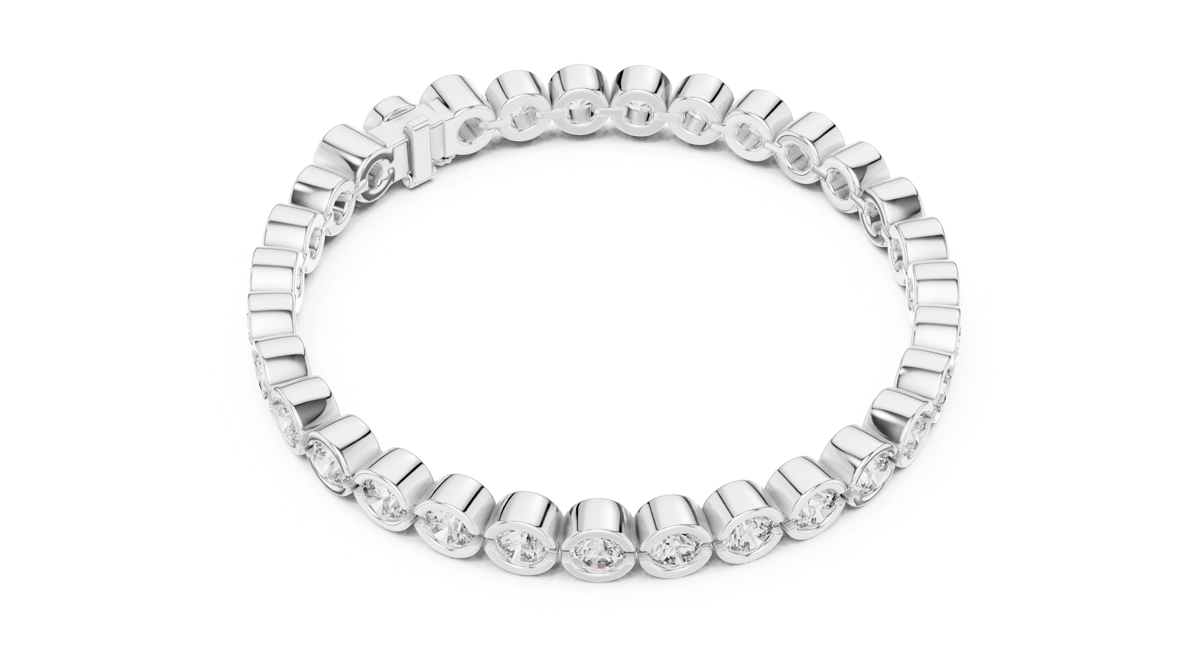30 Pointer Round Diamond Bezel Tennis Bracelet