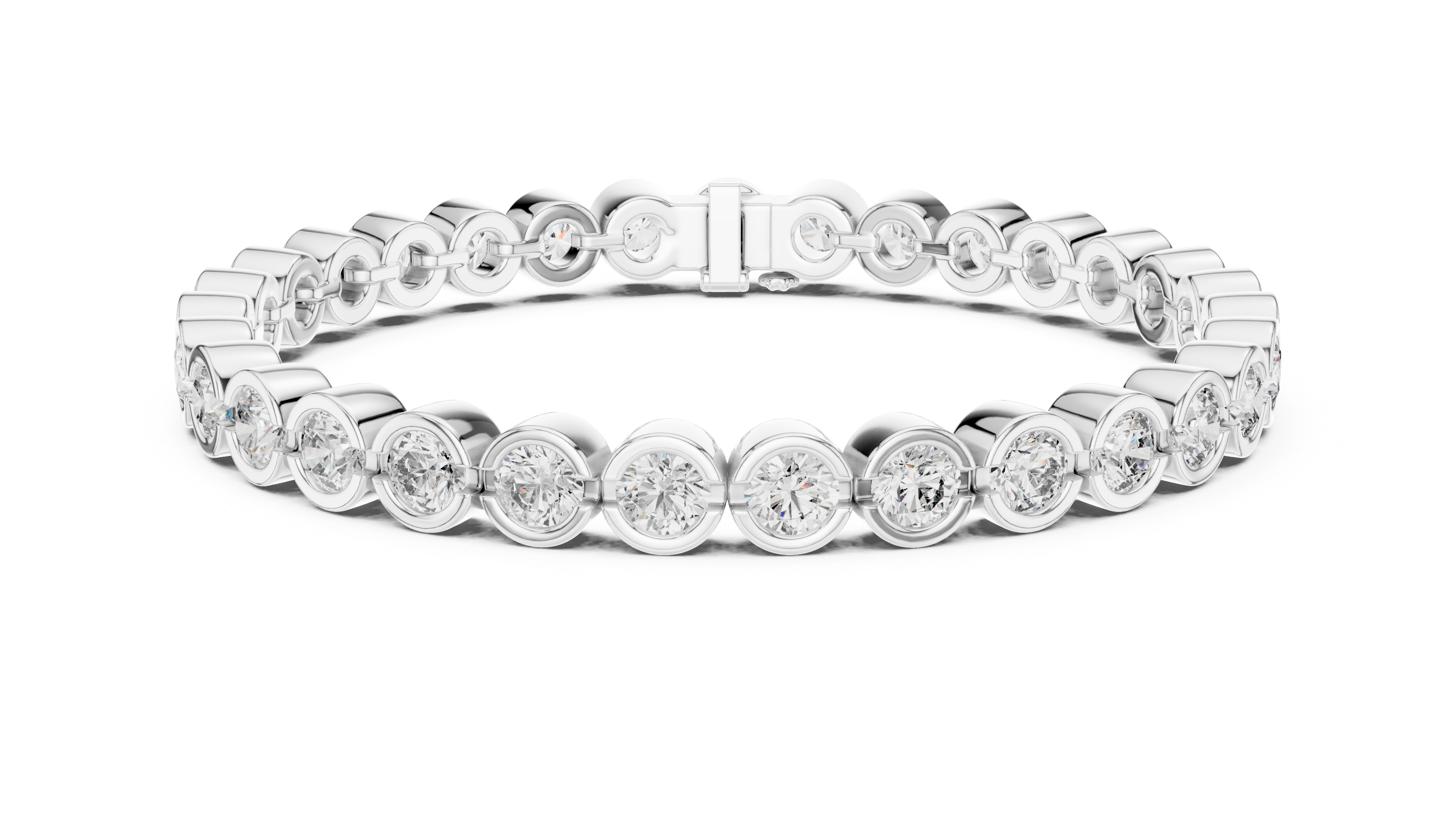 30 Pointer Round Diamond Bezel Tennis Bracelet