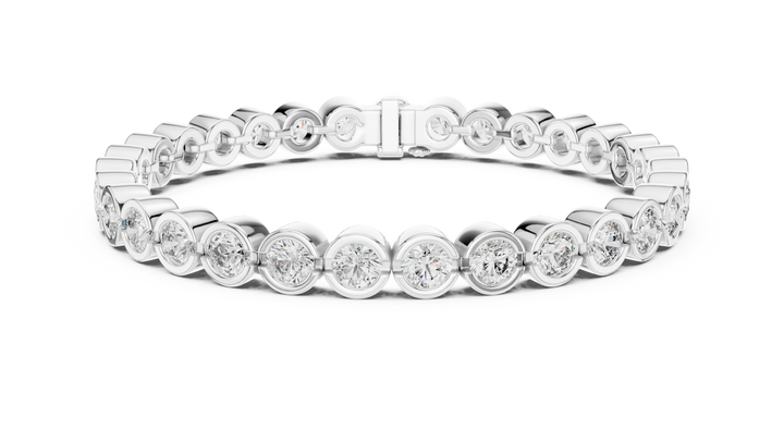 30 Pointer Round Diamond Bezel Tennis Bracelet