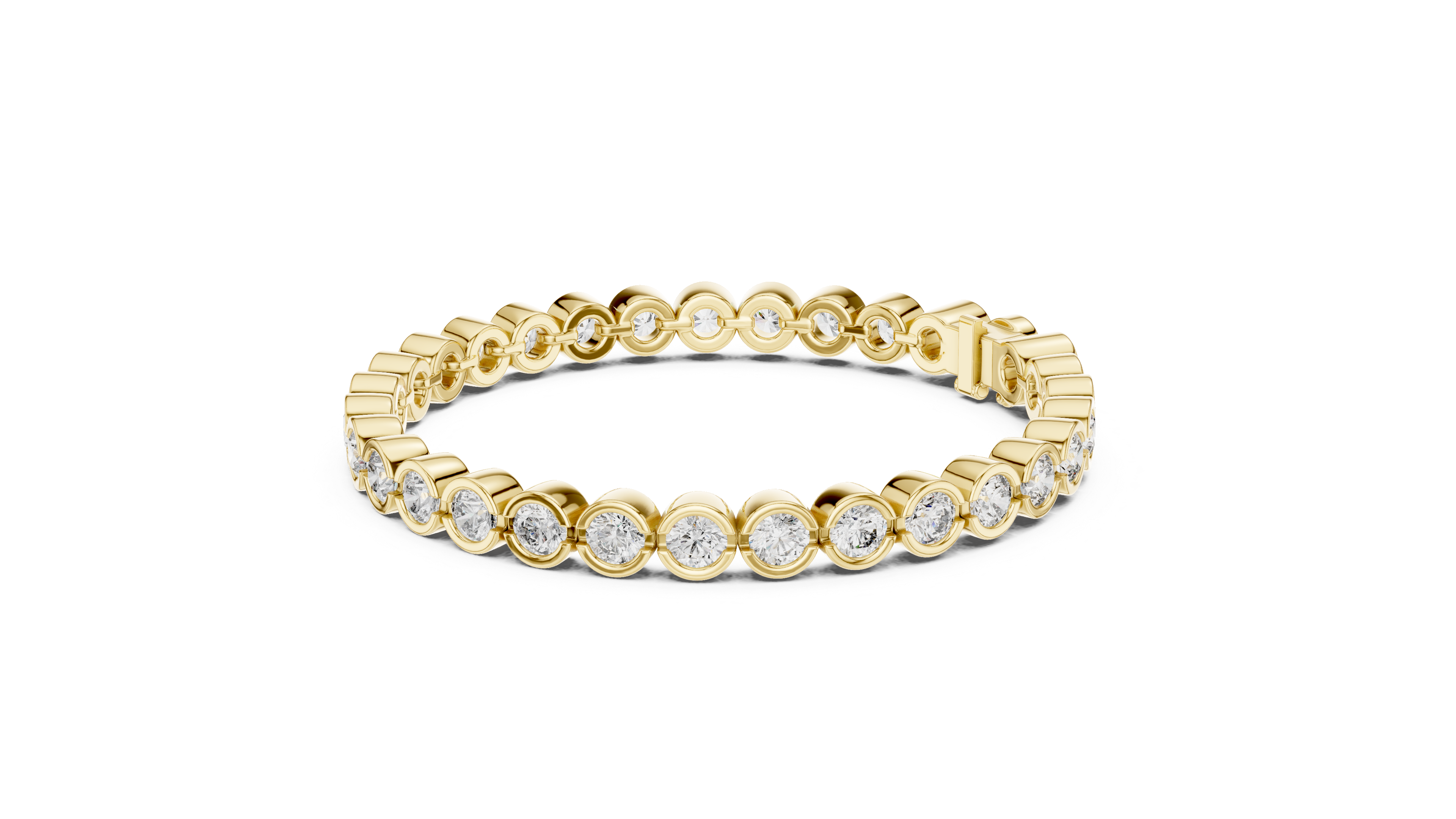 30 Pointer Round Diamond Bezel Tennis Bracelet