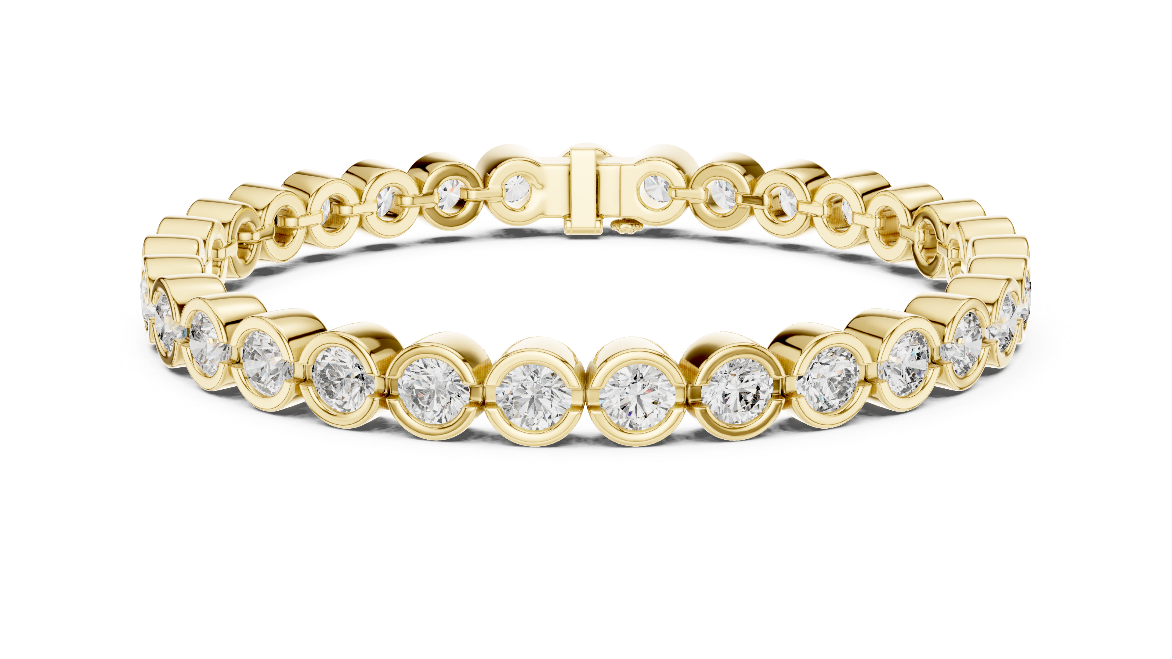 30 Pointer Round Diamond Bezel Tennis Bracelet