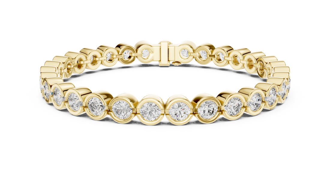 30 Pointer Round Diamond Bezel Tennis Bracelet