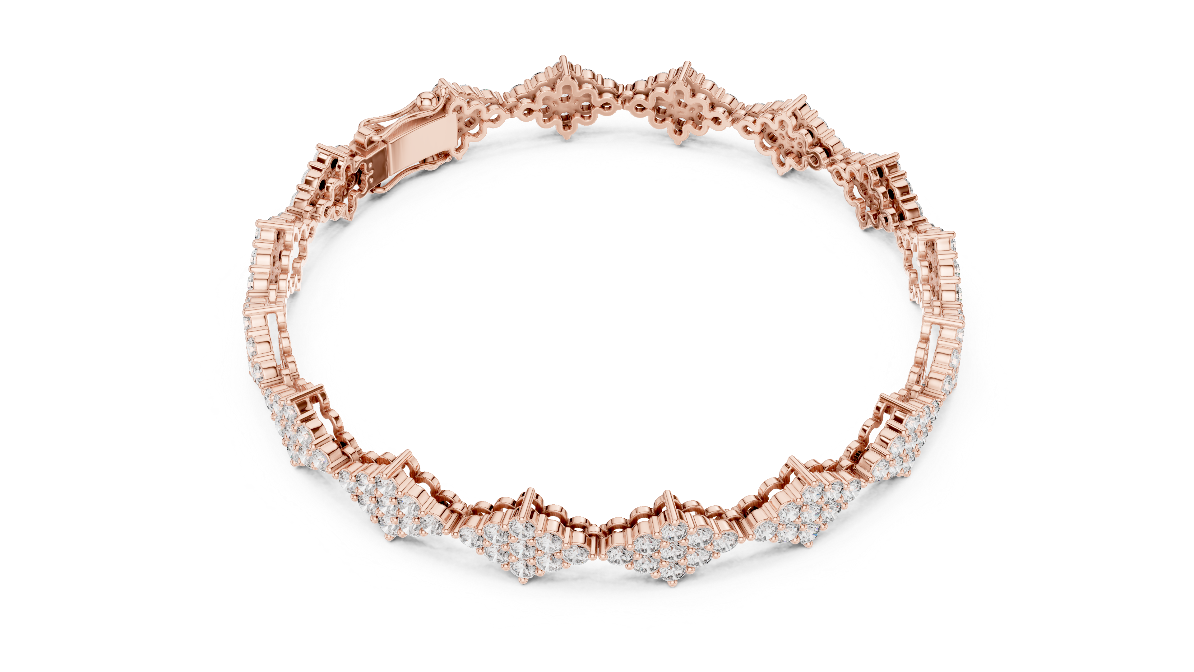 Diamond Cluster Link Bracelet