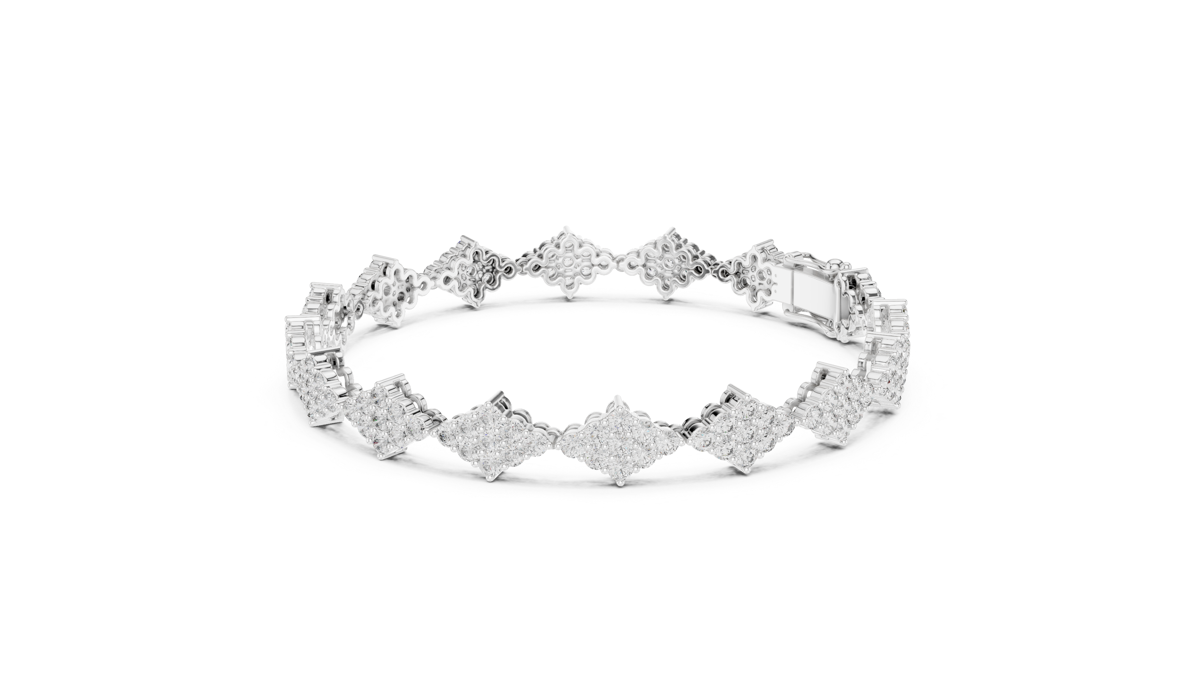 Diamond Cluster Link Bracelet