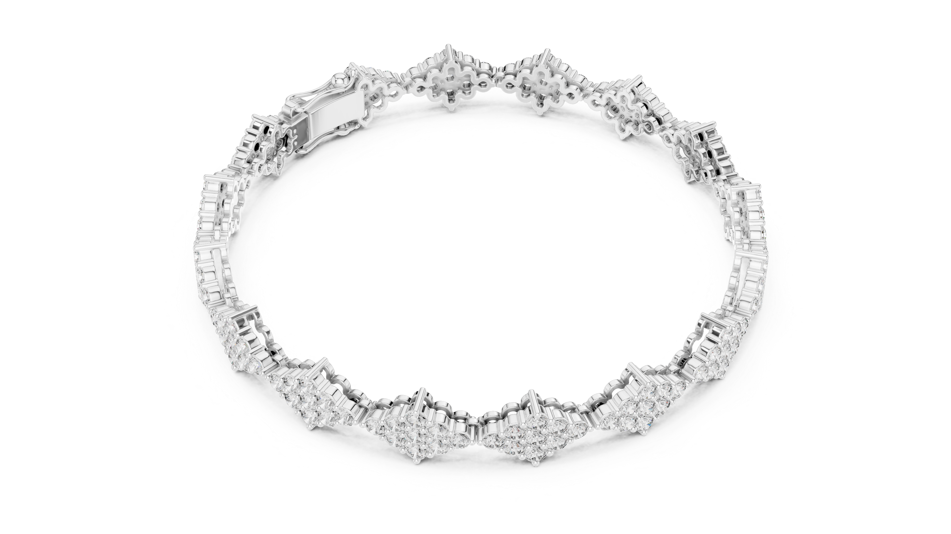 Diamond Cluster Link Bracelet