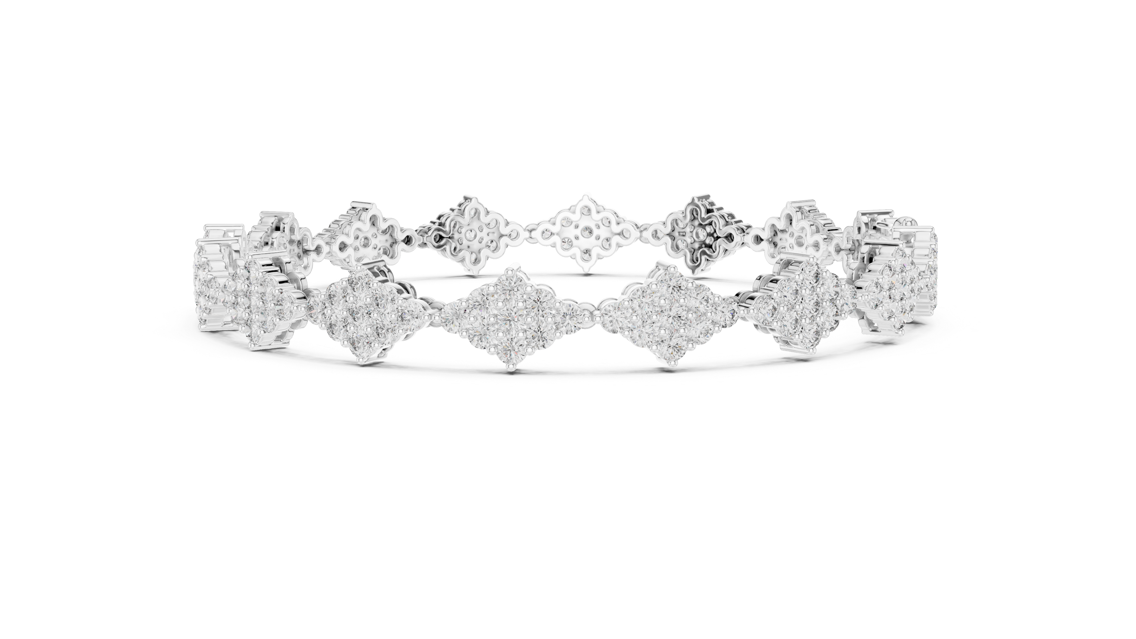 Diamond Cluster Link Bracelet
