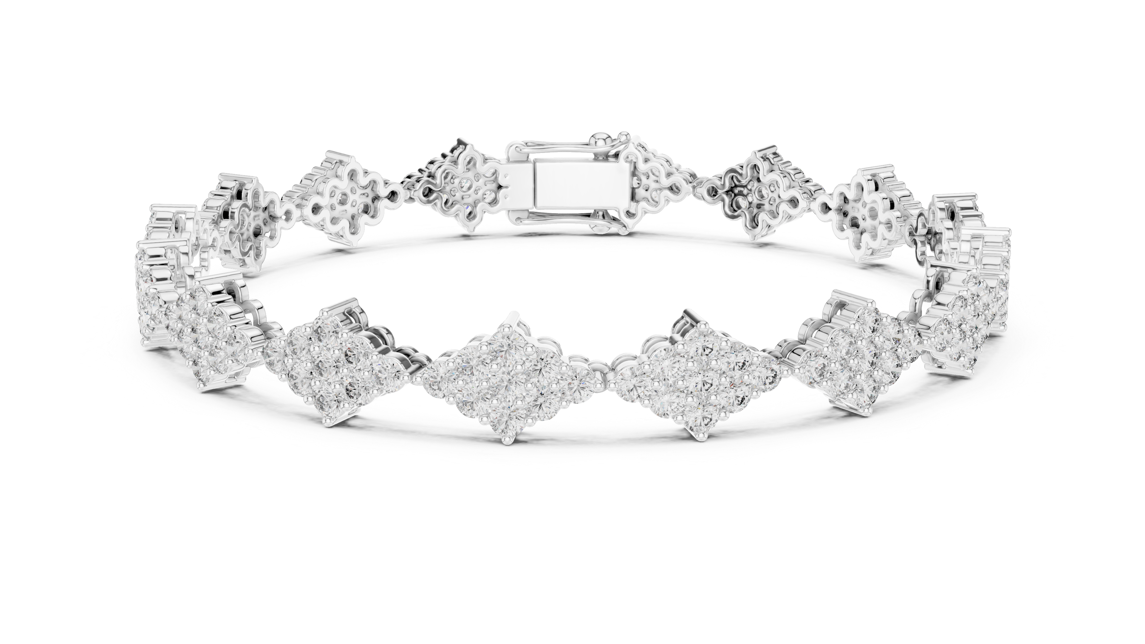 Diamond Cluster Link Bracelet