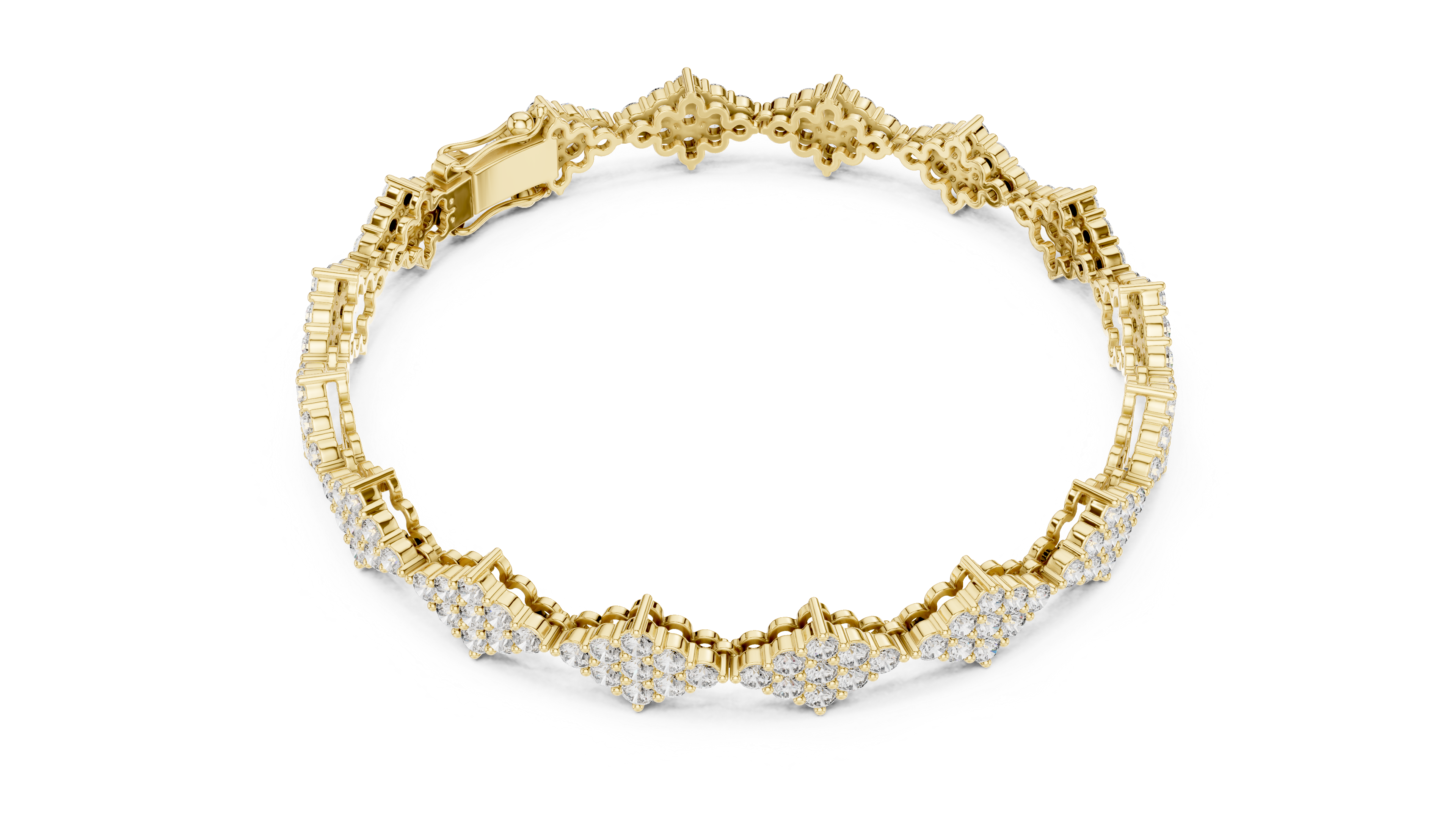 Diamond Cluster Link Bracelet