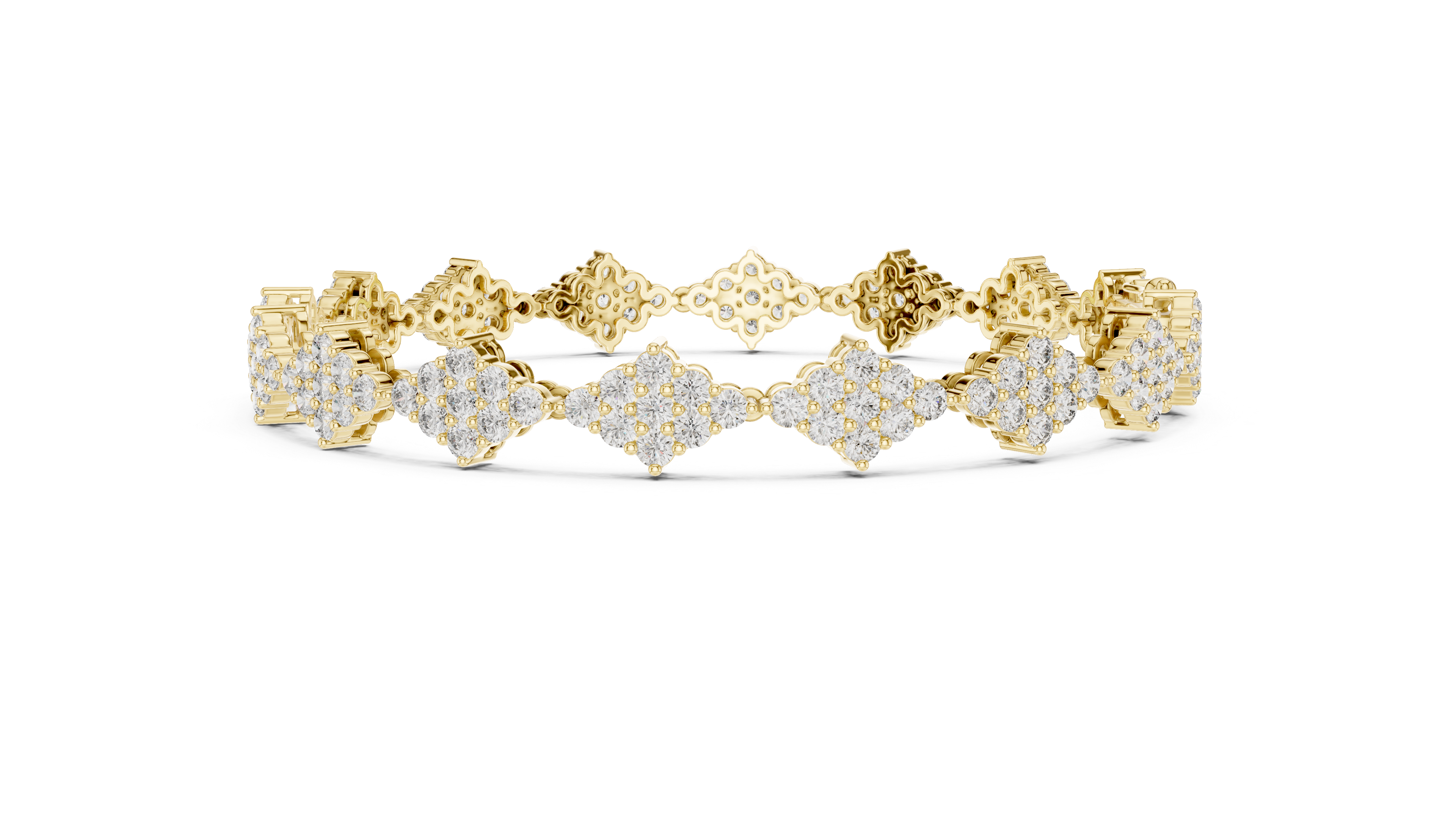 Diamond Cluster Link Bracelet