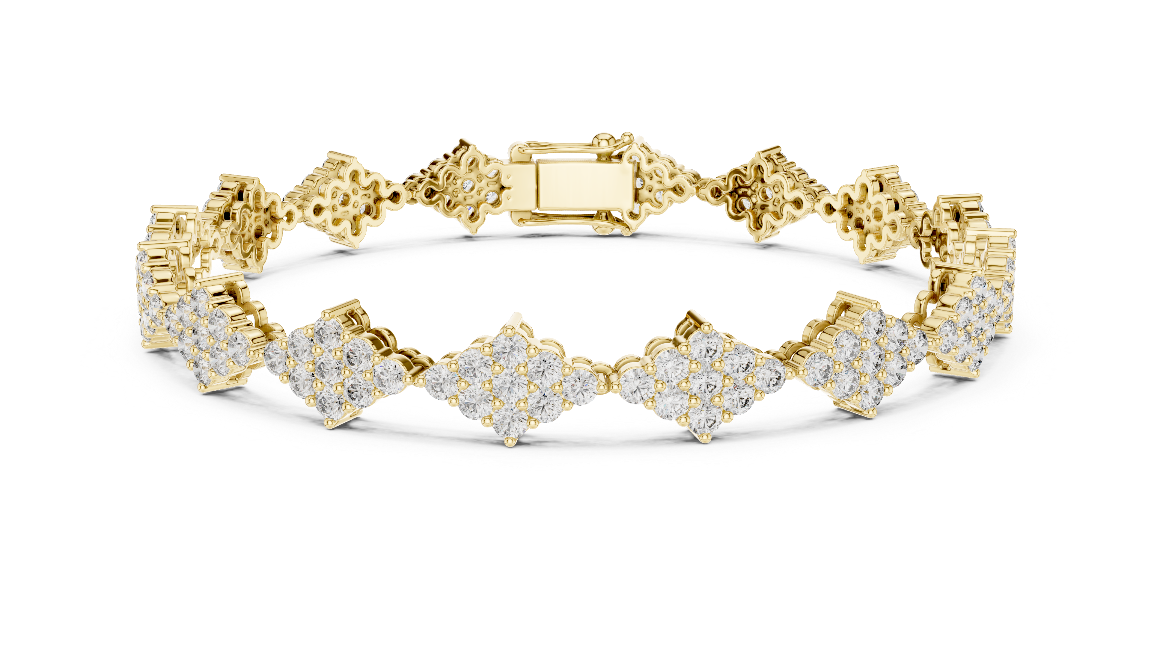 Diamond Cluster Link Bracelet