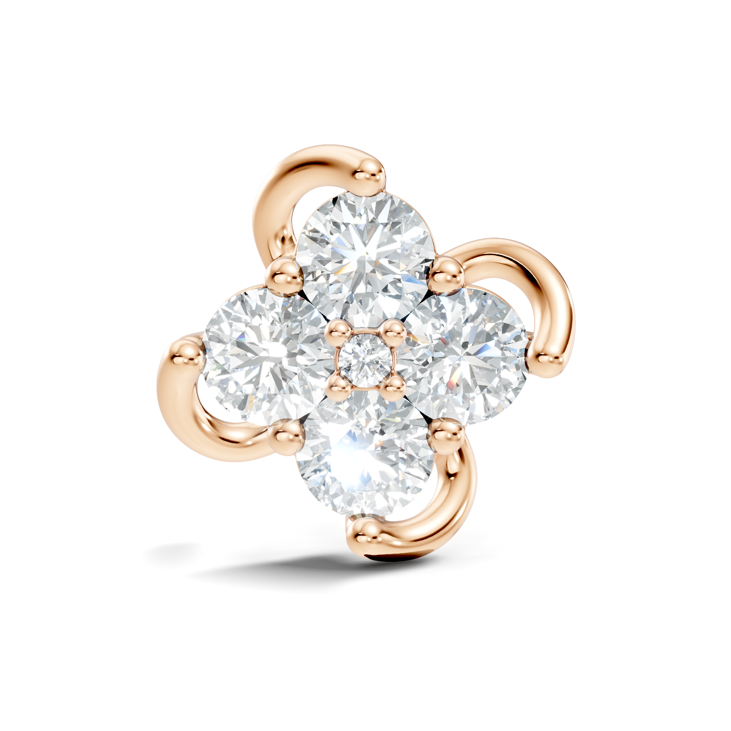 Swirl Floral Cluster Diamond Nose Pin