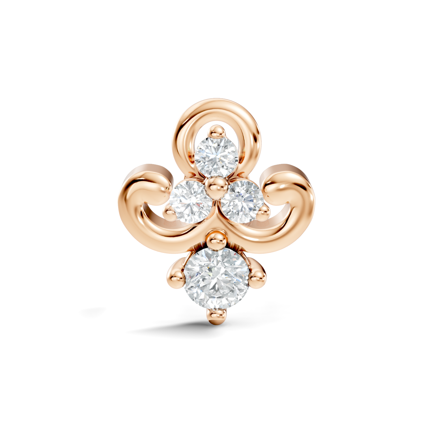 Fleur-de-Lis Scroll Diamond Nose Pin