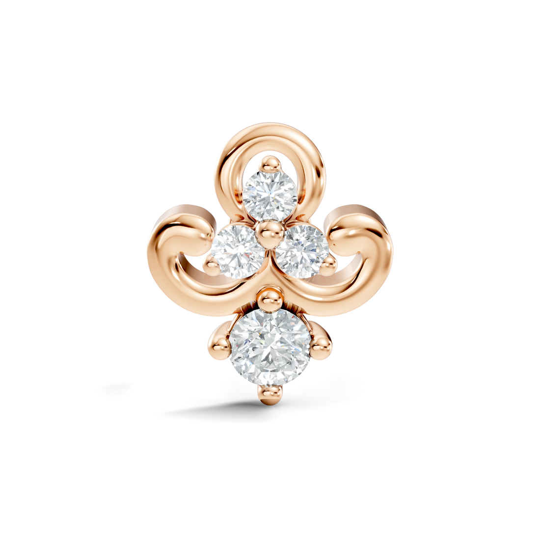 Fleur-de-Lis Scroll Diamond Nose Pin