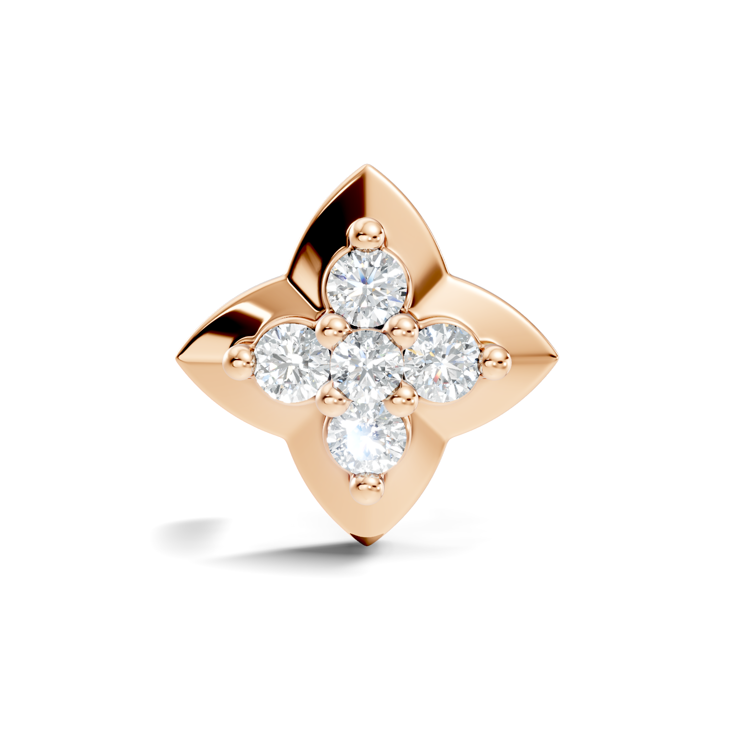 Four-Petal Flower Diamond Nose Pin