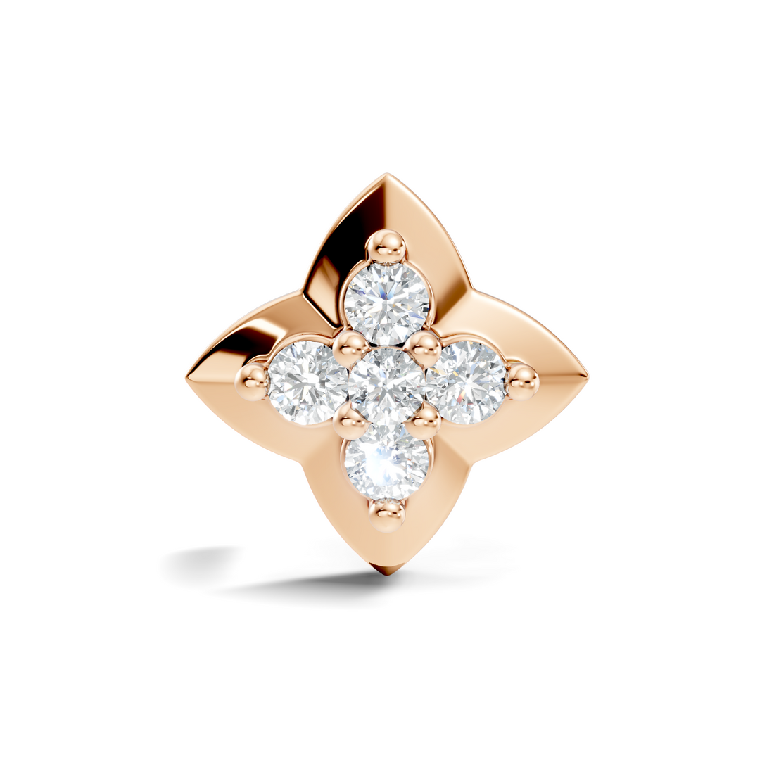 Four-Petal Flower Diamond Nose Pin