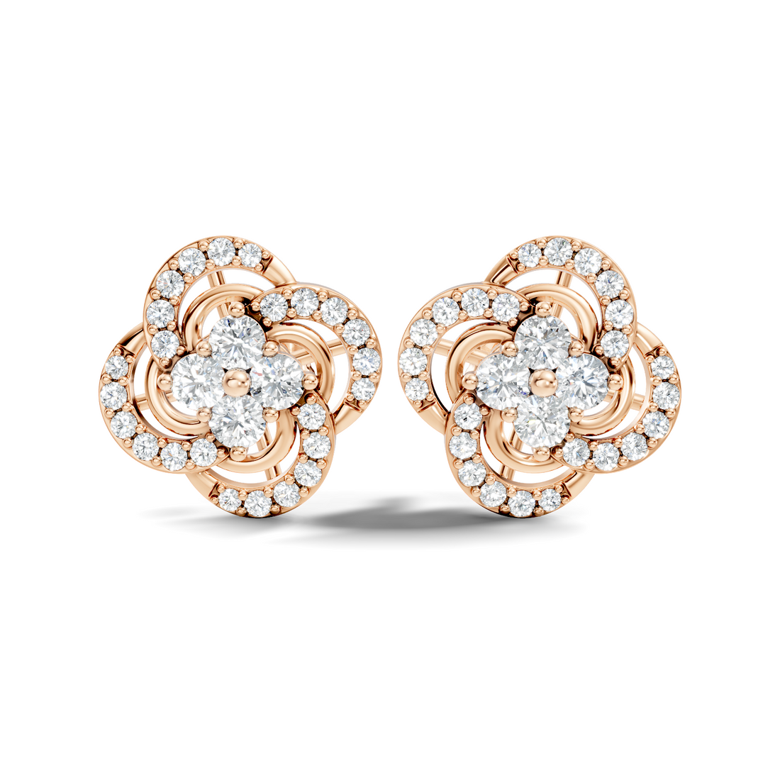 Four-Leaf Clover Swirl Diamond Stud