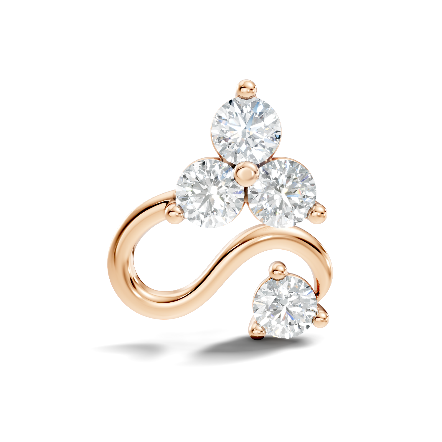 S-Curve Four-Stone Diamond Nose Pin