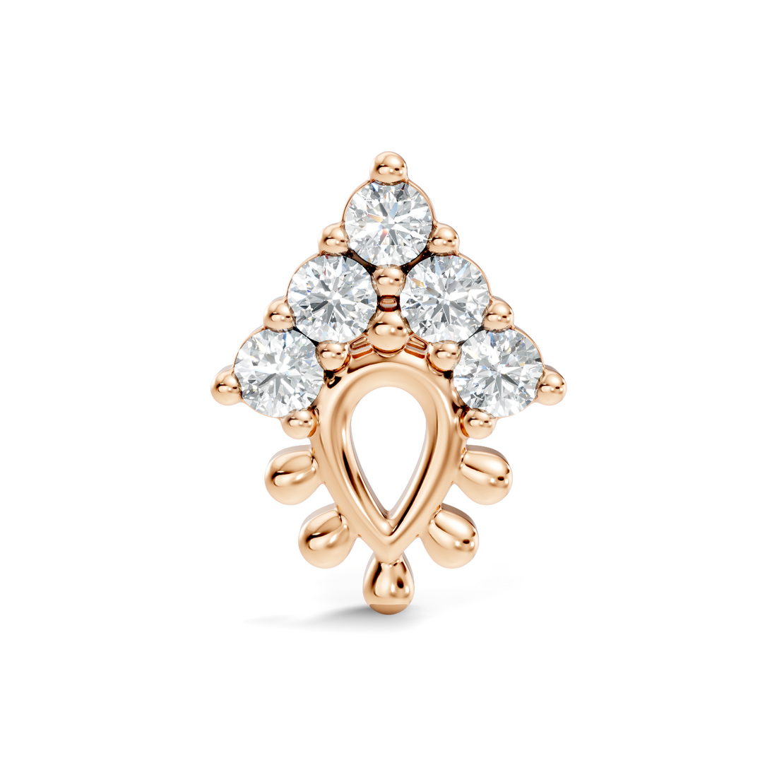 Teardrop Crown Diamond Nose Pin